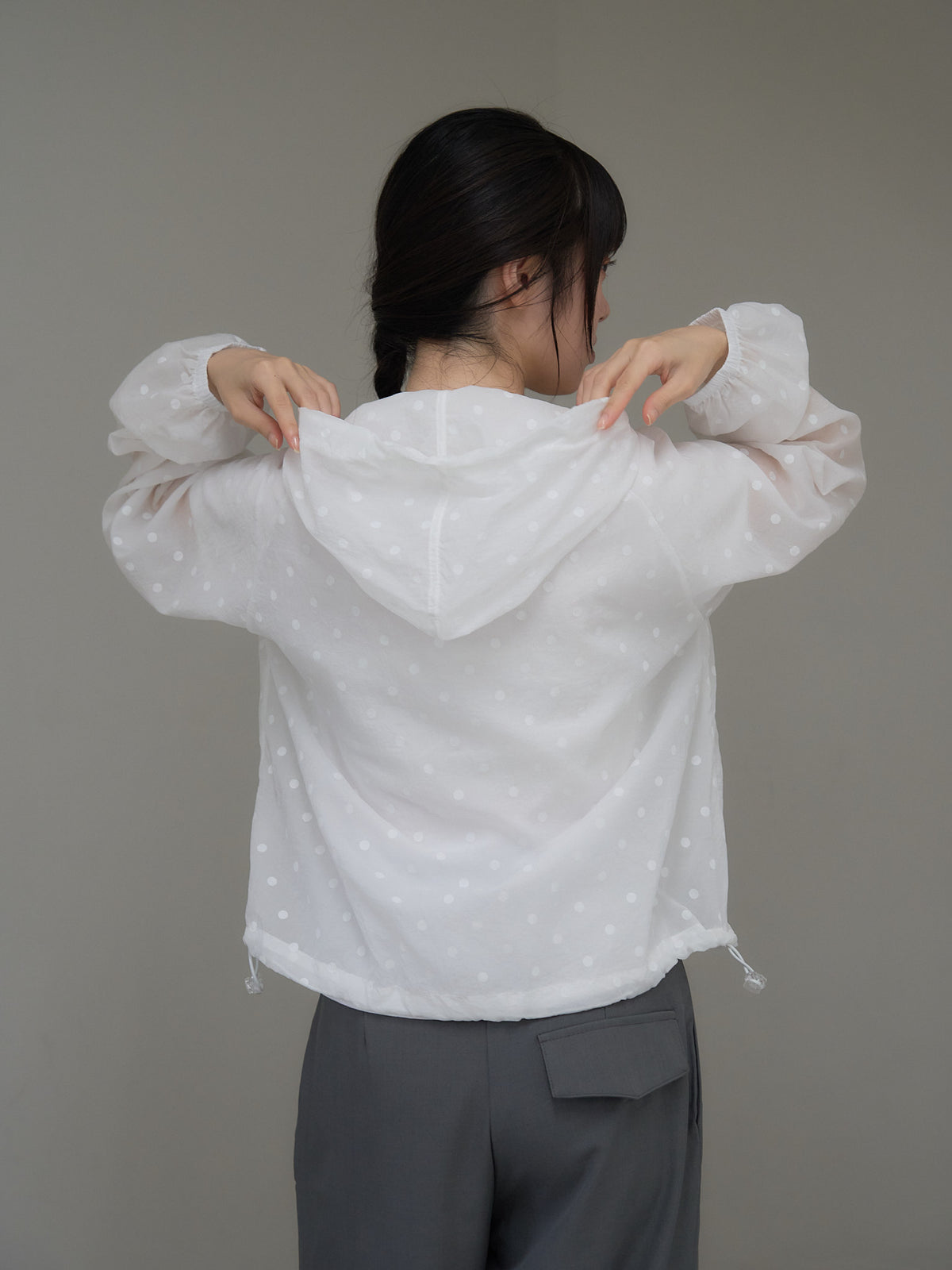 dot sheer hoodie