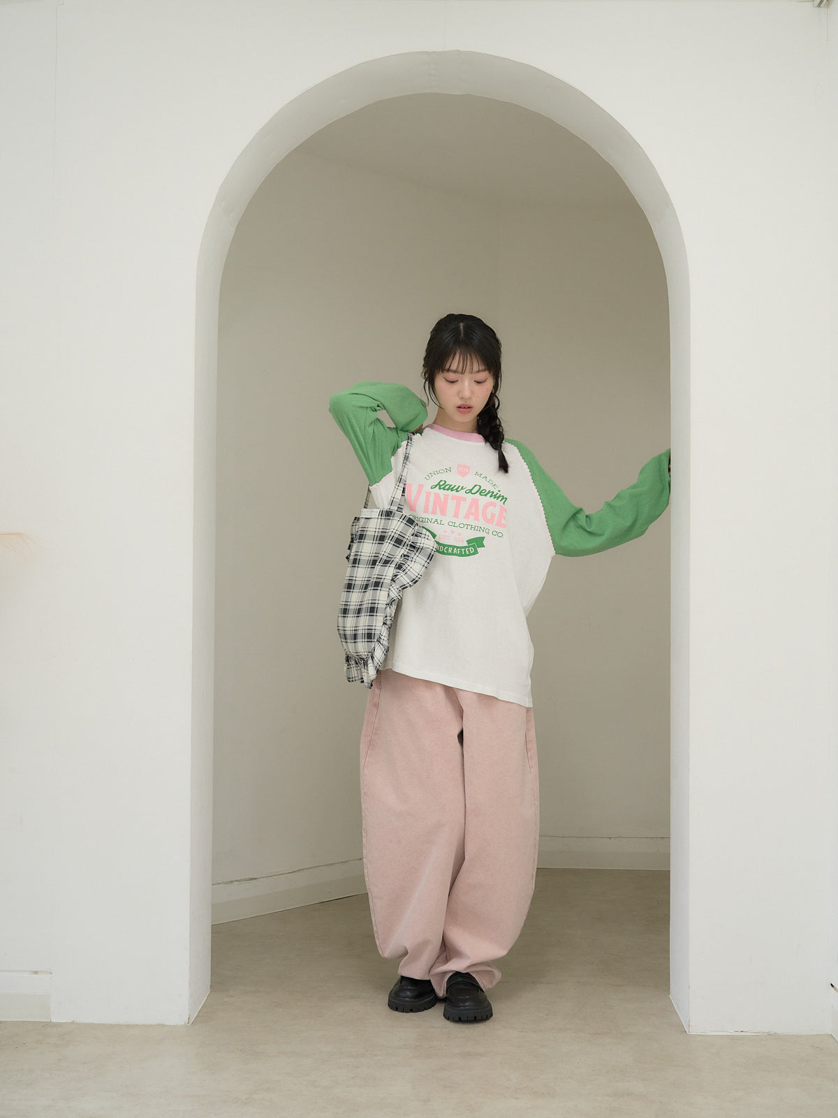 vintage raglan print long tee