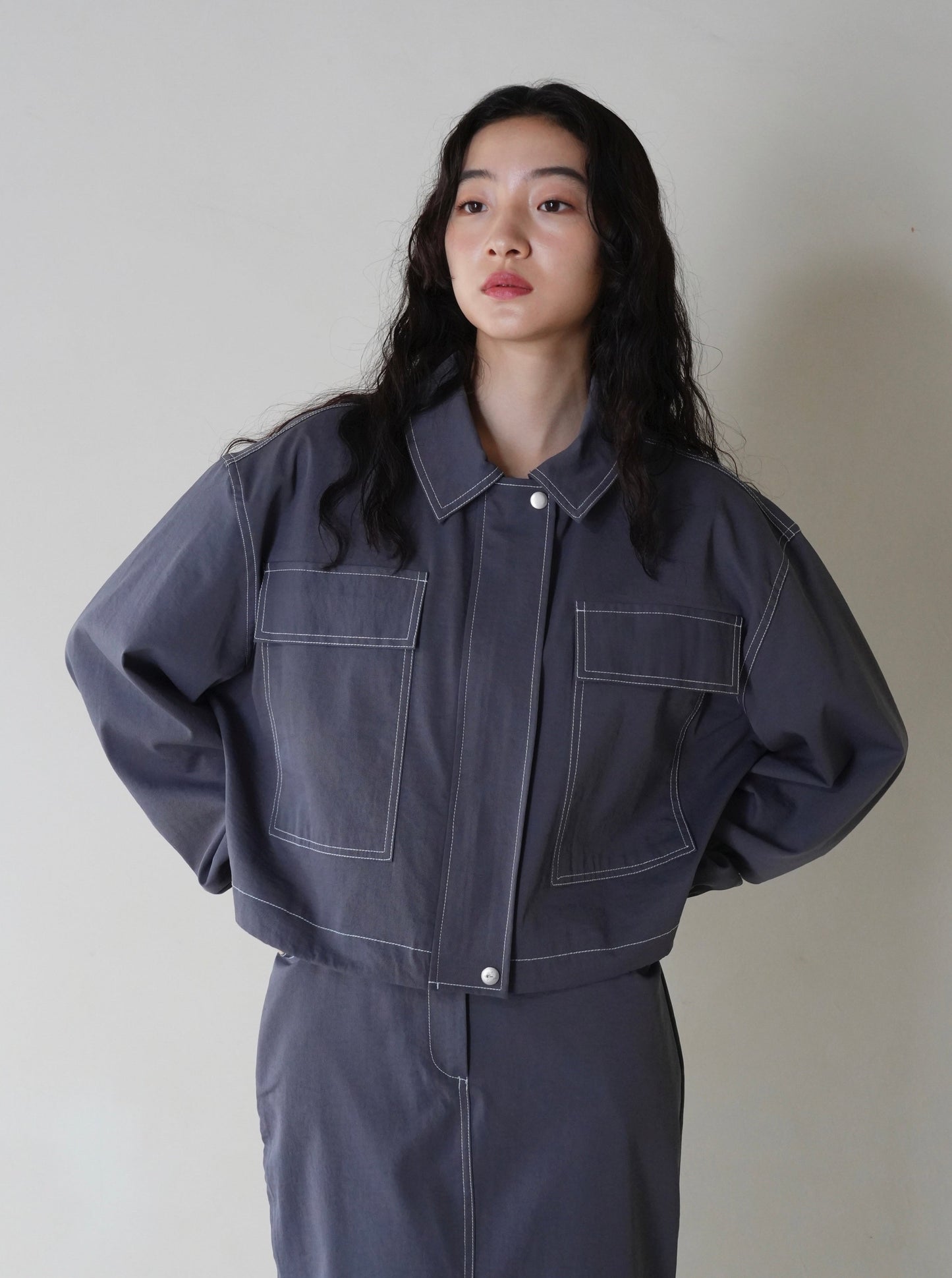flap pocket stitch jacket