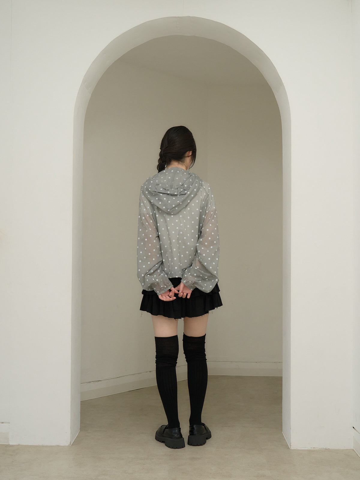 dot sheer hoodie