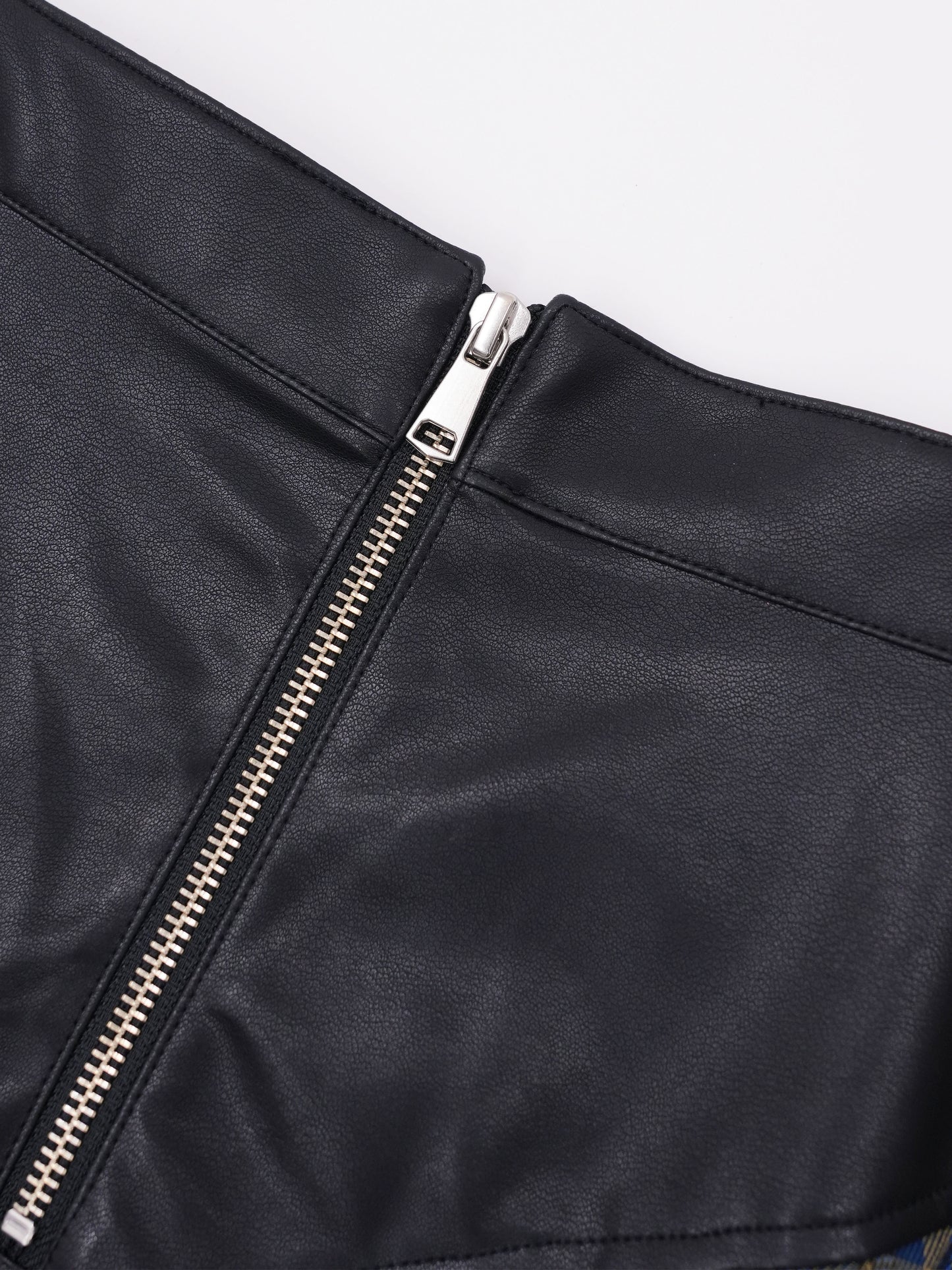 fake leather check skirt