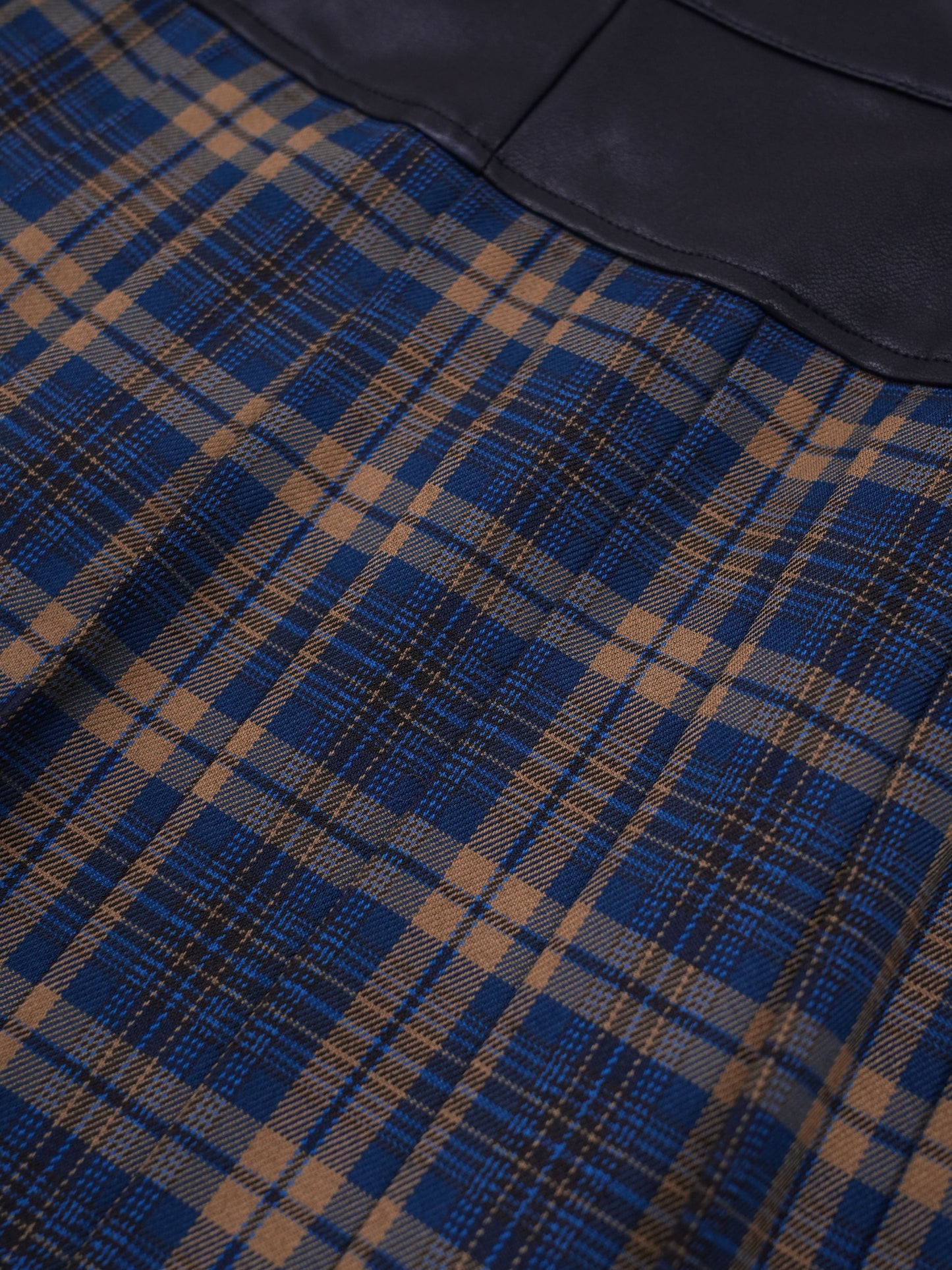 fake leather check skirt