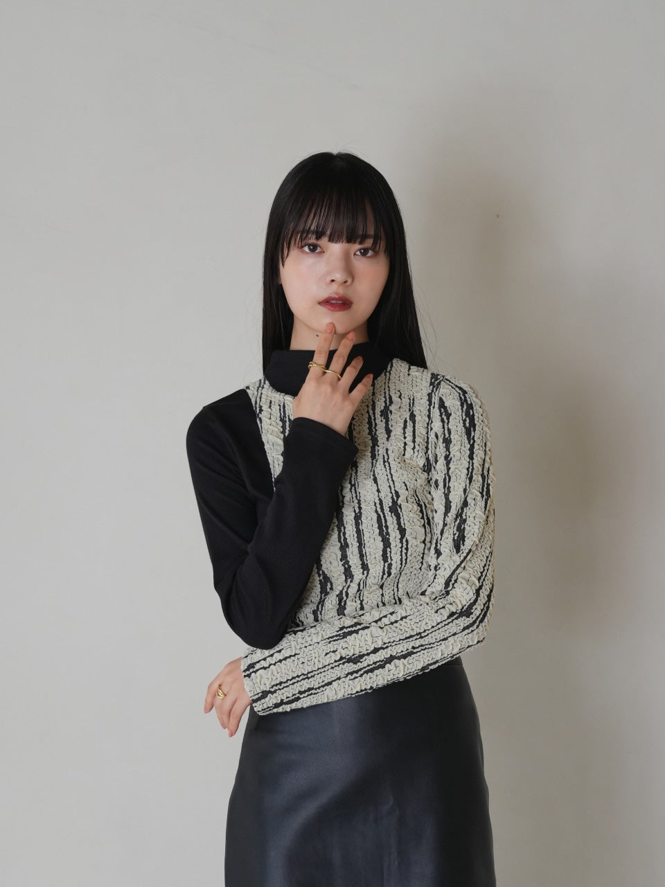 アシンメトリー レイヤードニット 大人カジュアル レディース Uenui