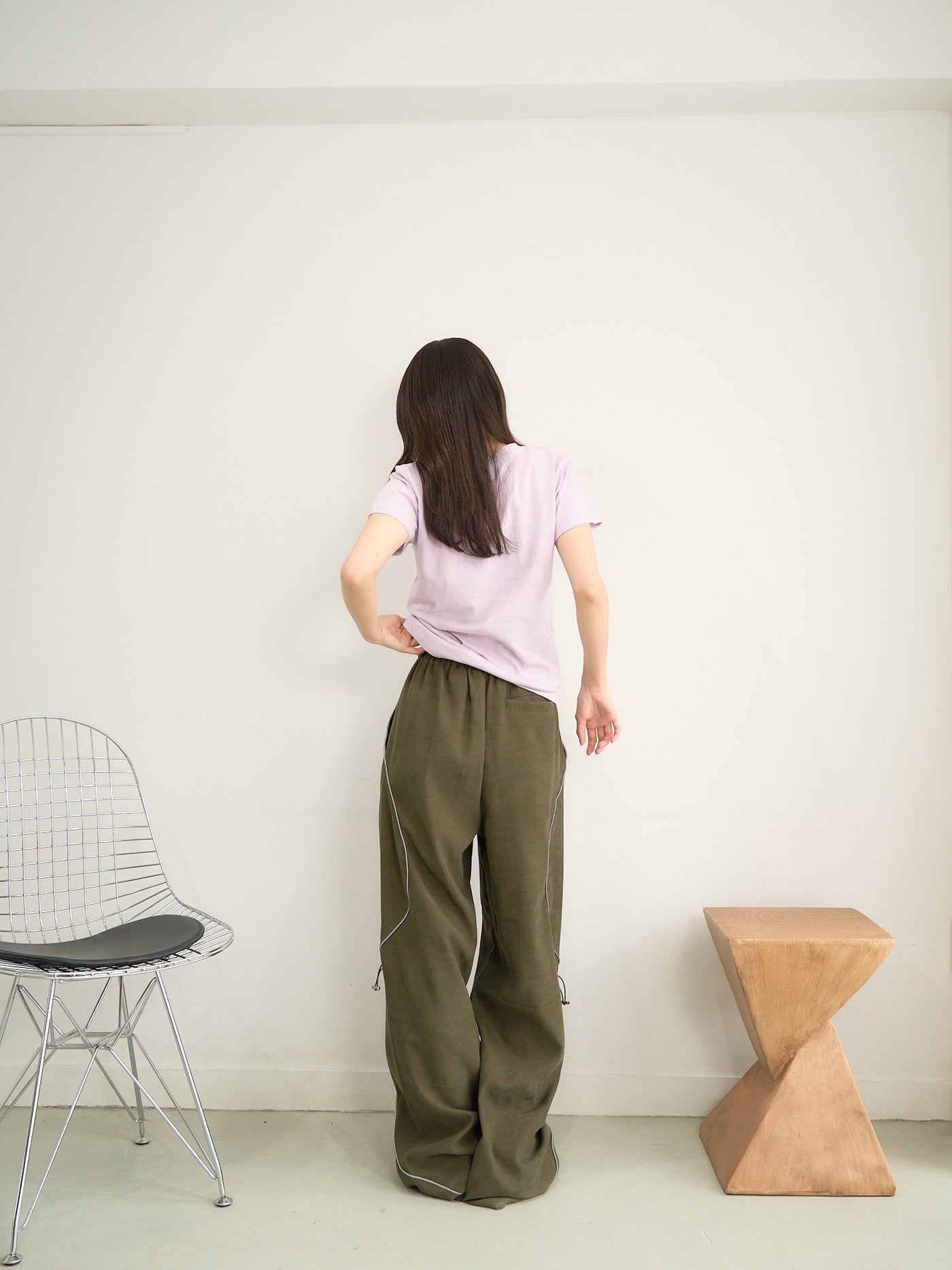 stitch line wide pants