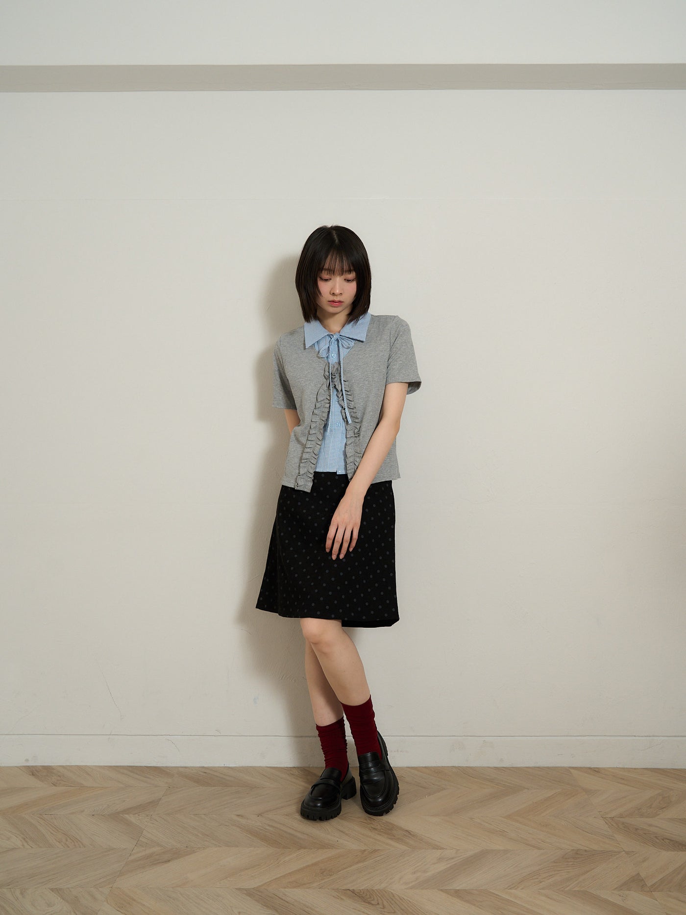 polka dot midi skirt