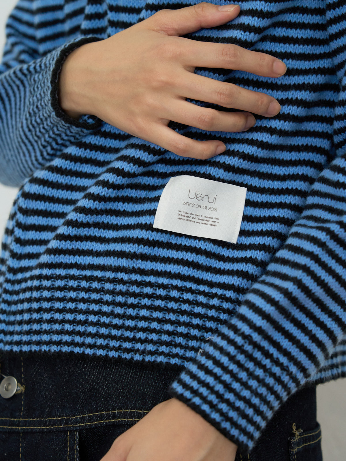 border knit zip hoodie