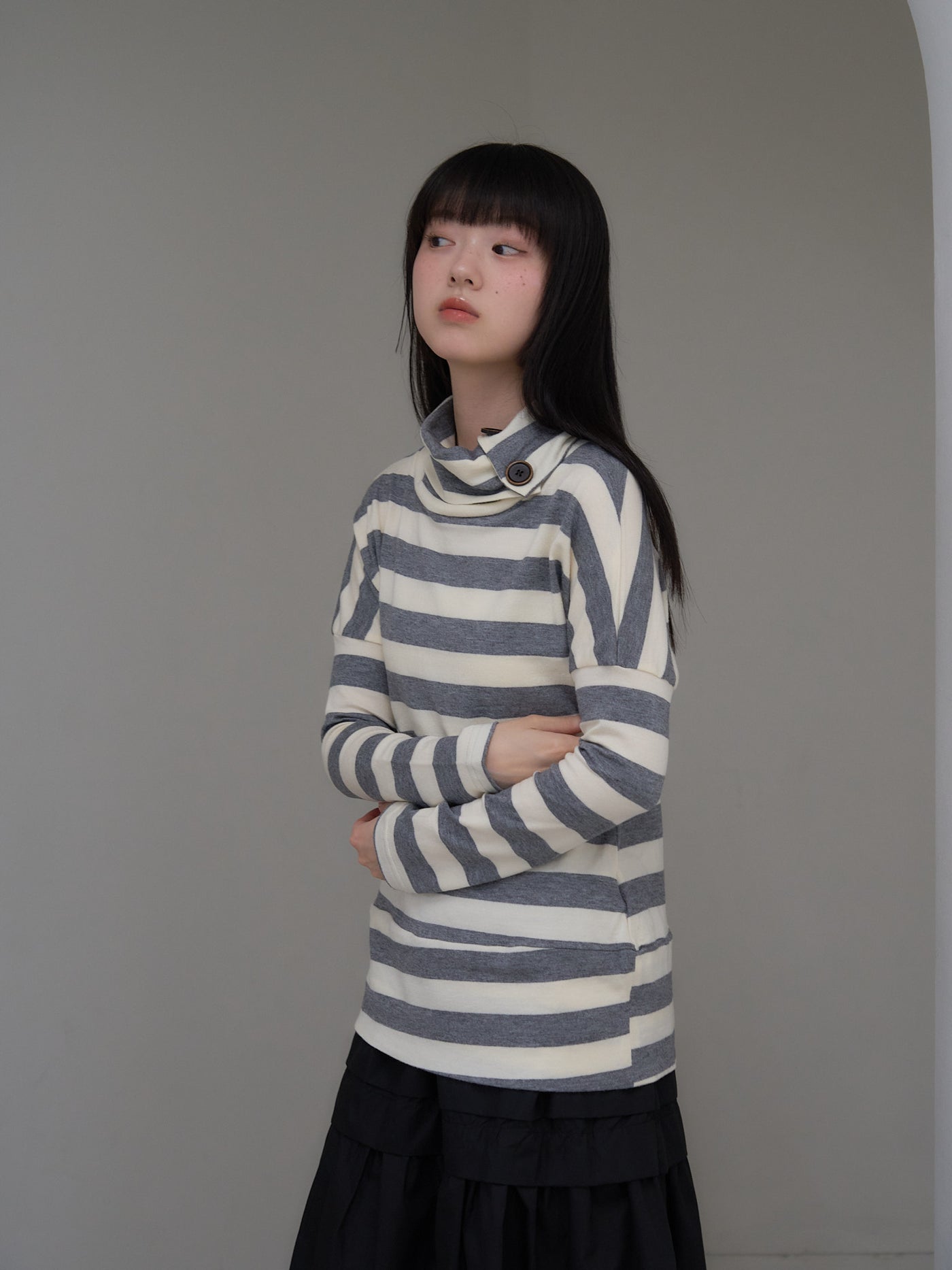 2way neck border knit
