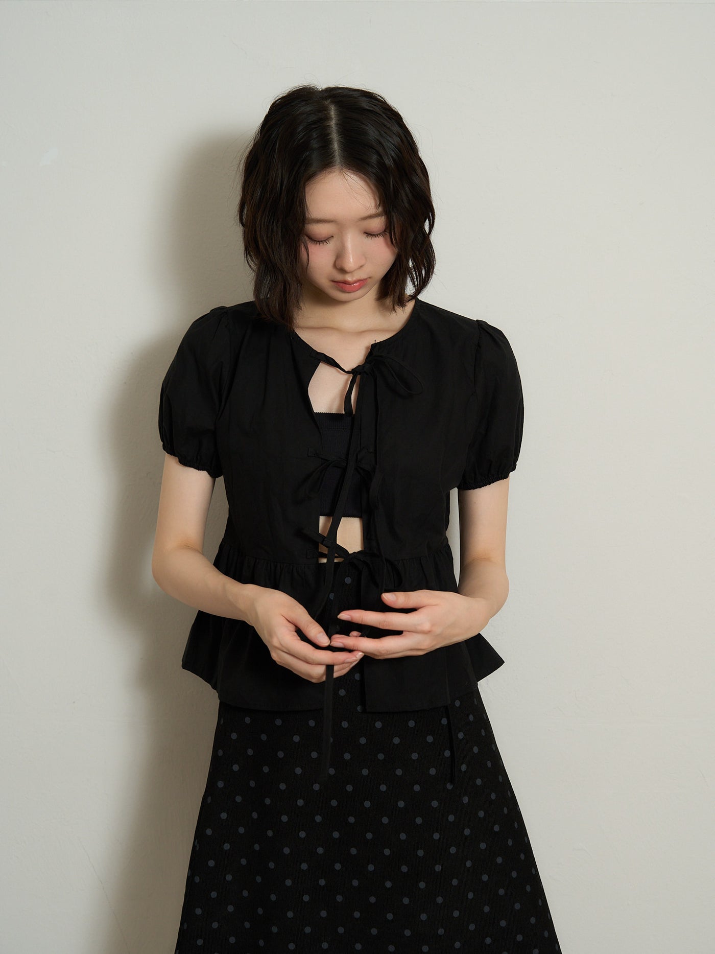 ribbon flare blouse