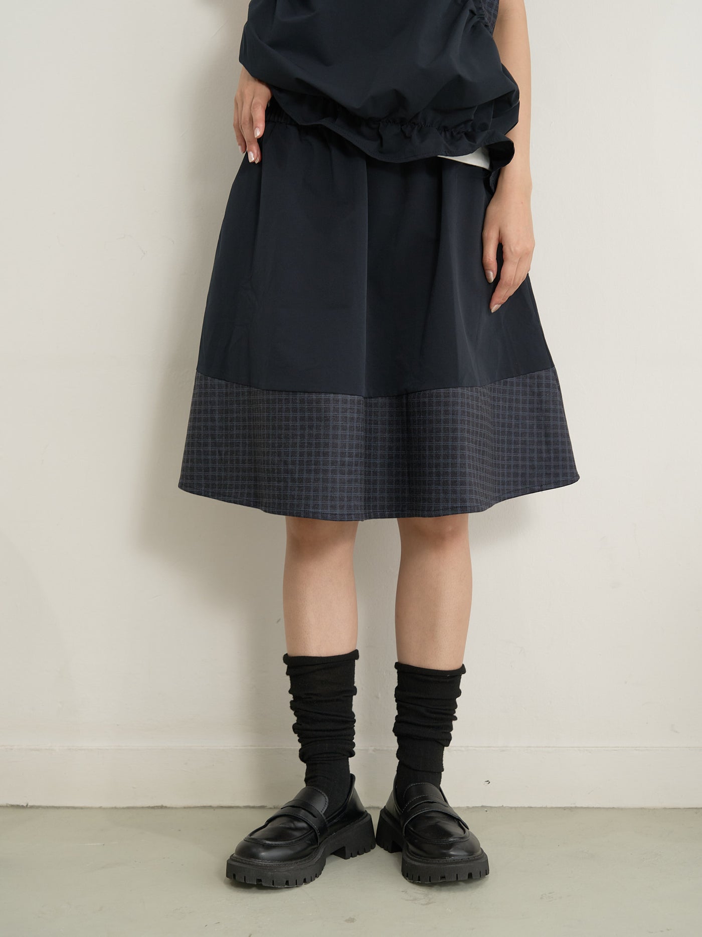 check vest & skirt set