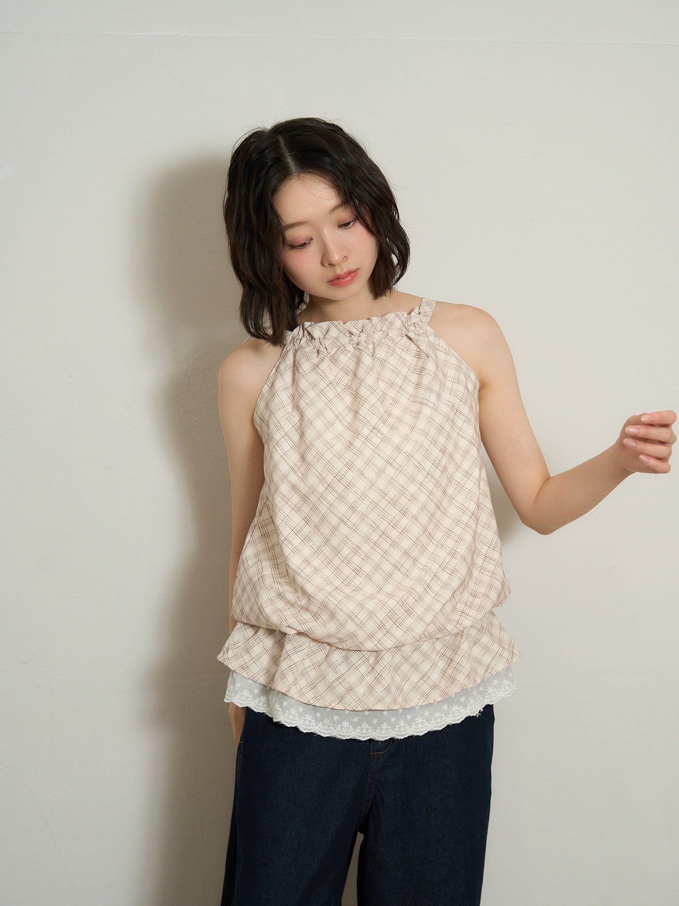 check lace cami