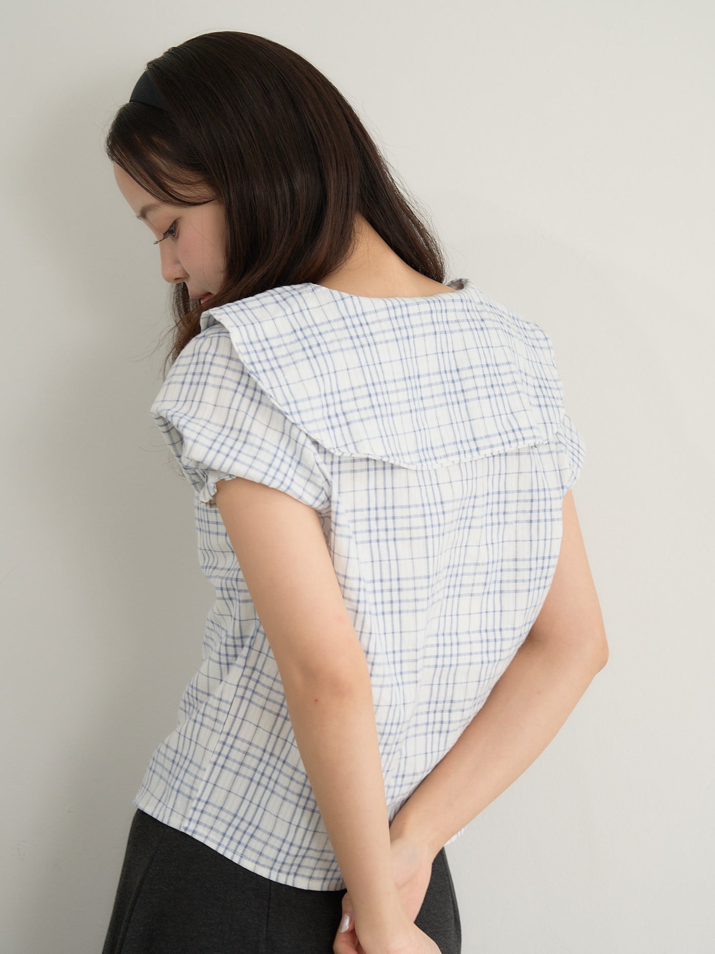 check sailor blouse