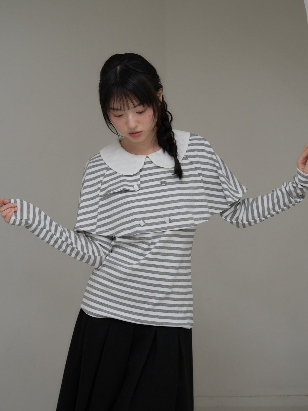 border doll collar cape sleeve top