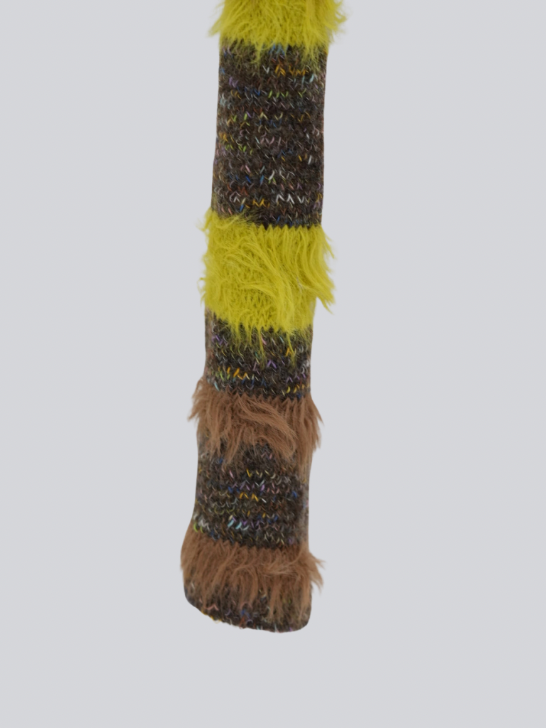 furry stripe knit muffler