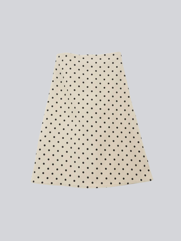 polka dot midi skirt