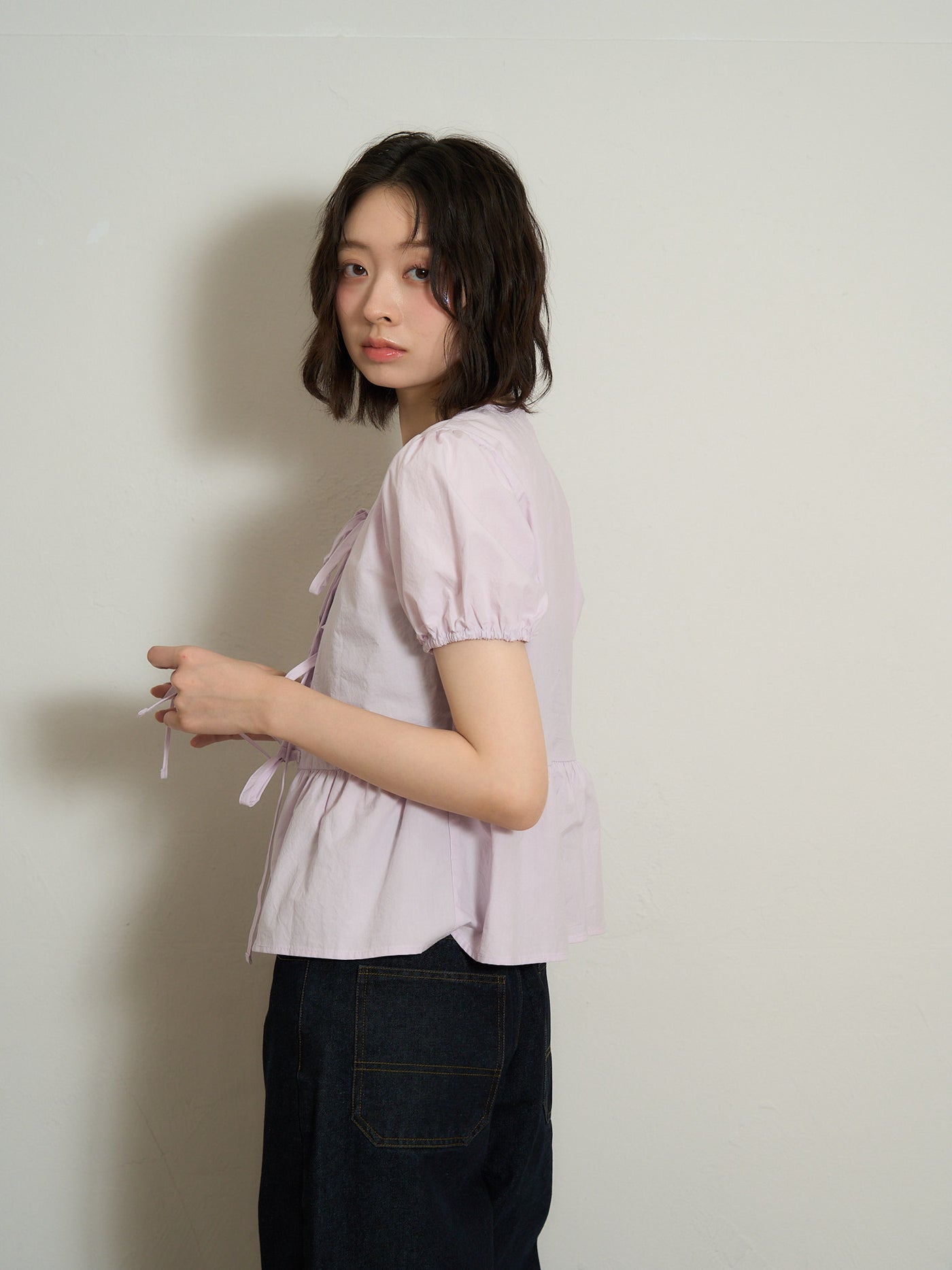 ribbon flare blouse