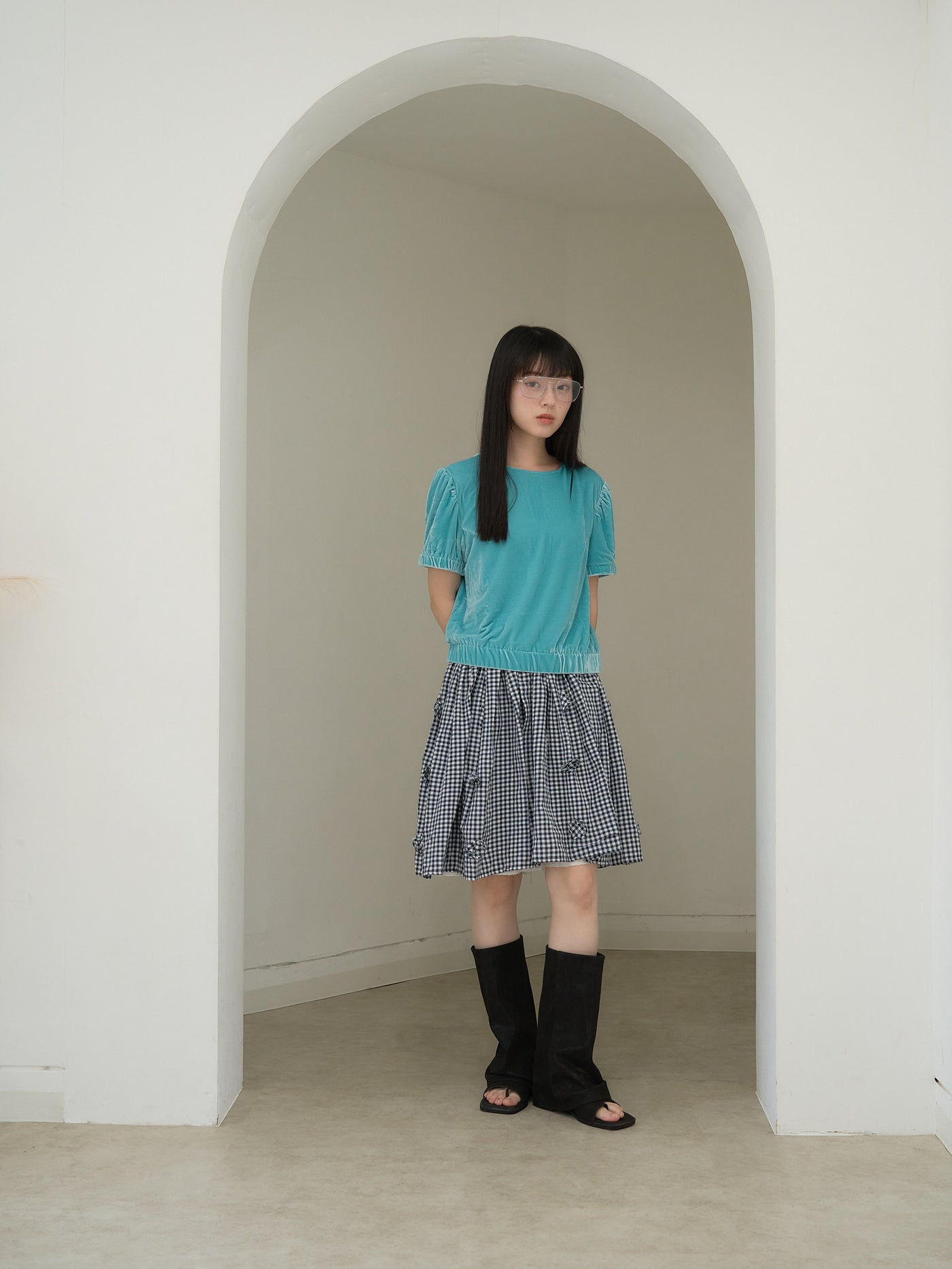 velour puff sleeve top