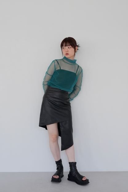 fake leather asymmetry skirt