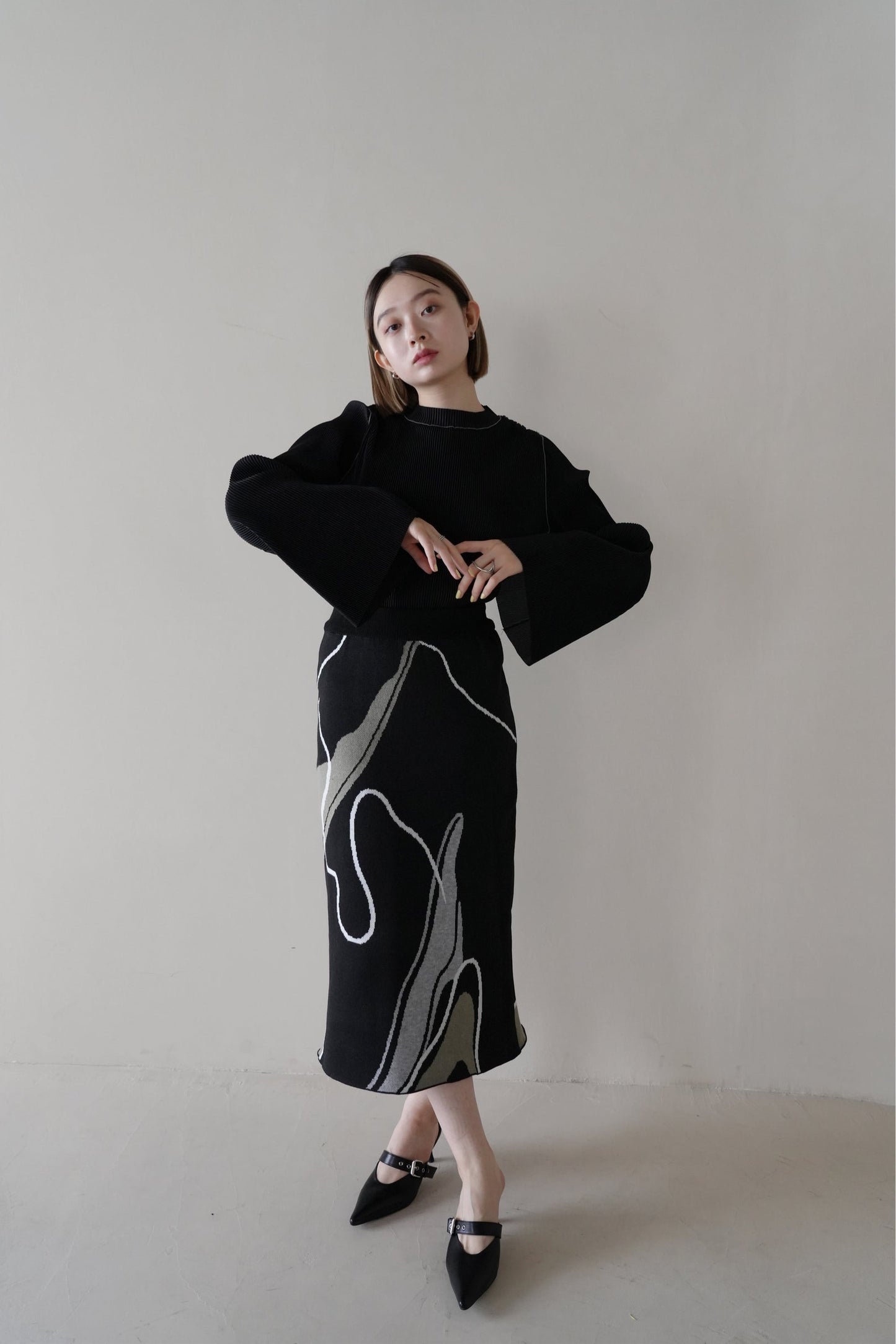 nuance wave knit skirt