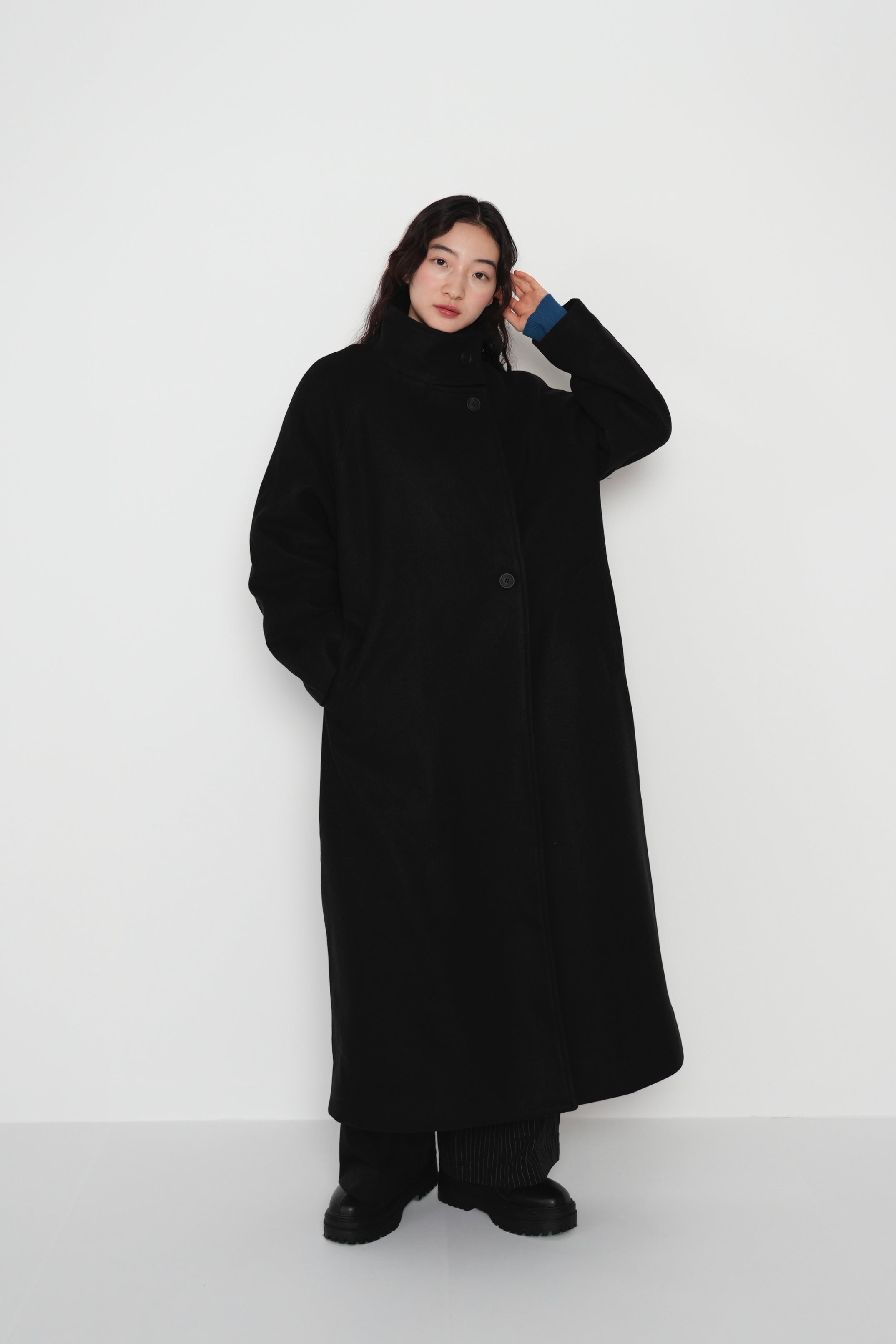 stand collar long coat