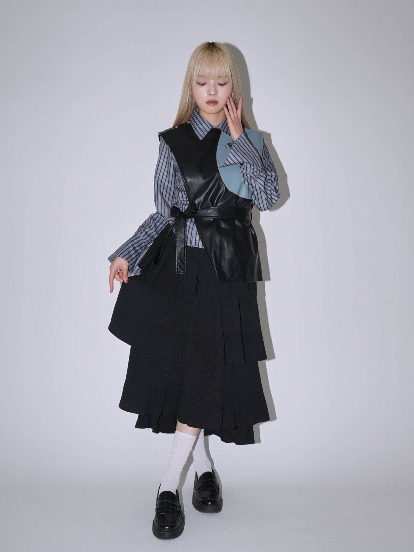 アシンメトリー フリルロングスカート カジュアルガーリー レディース Uenui