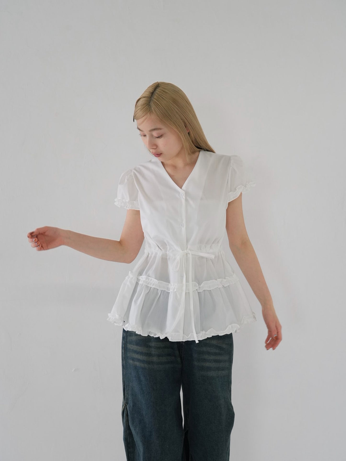 hem frill blouse