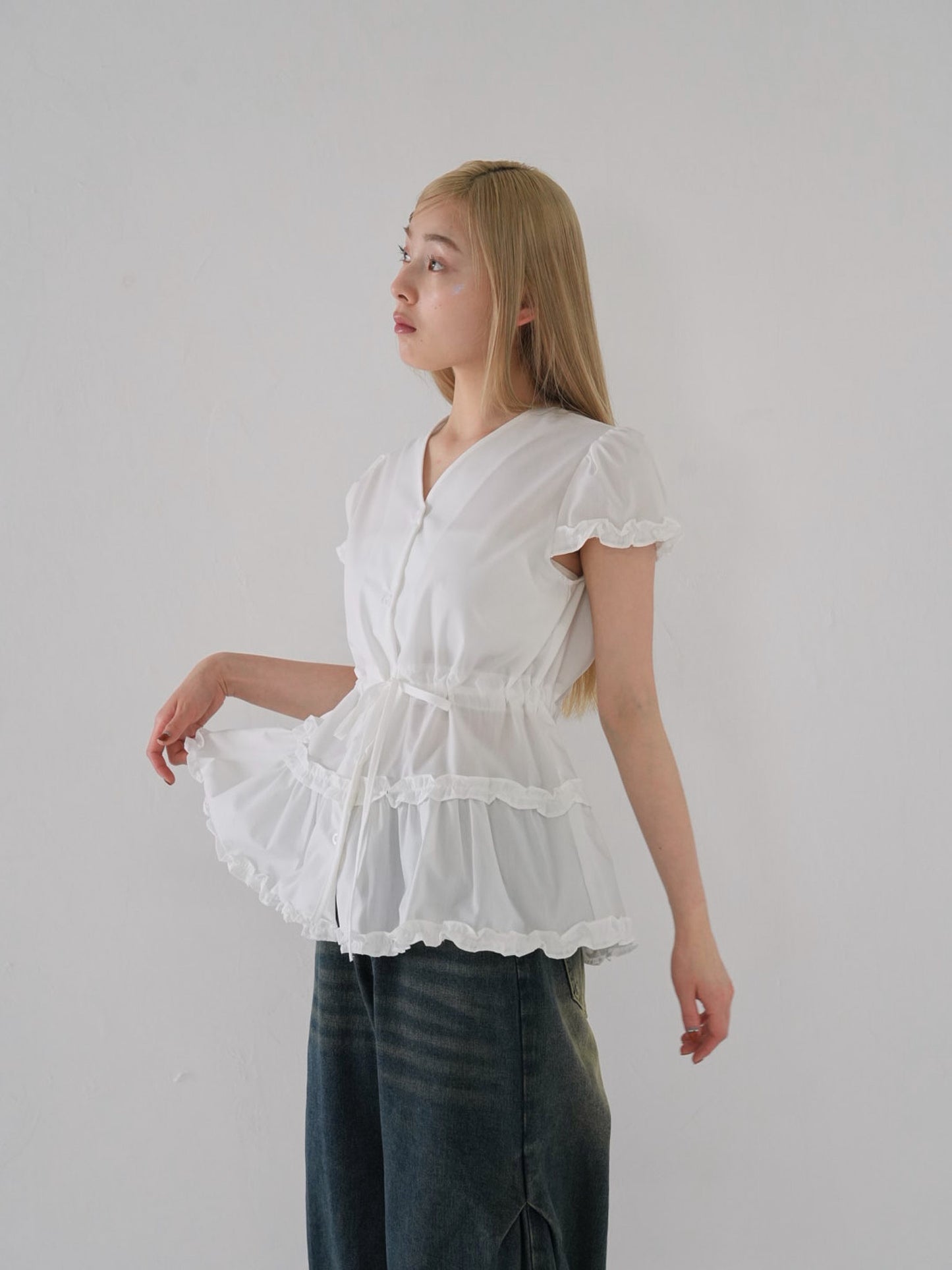 hem frill blouse