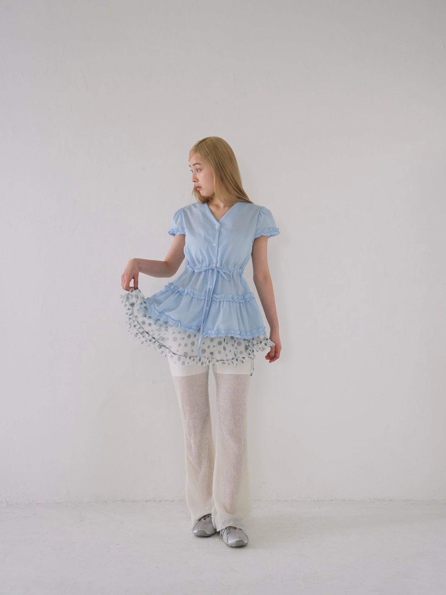 hem frill blouse