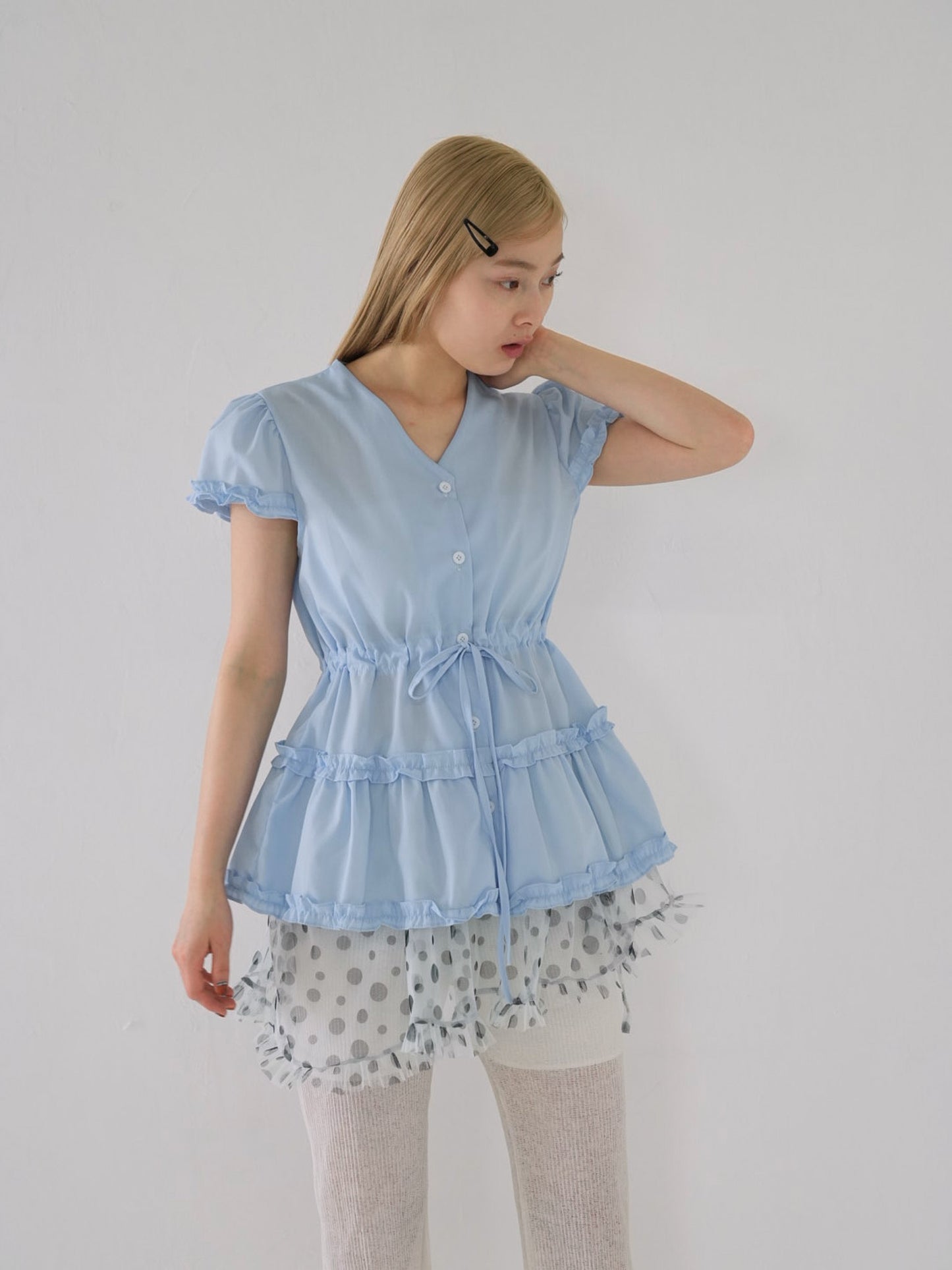 hem frill blouse