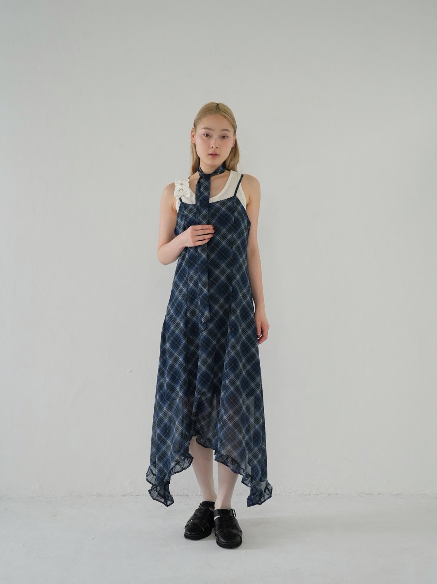 tie set check cami one piece