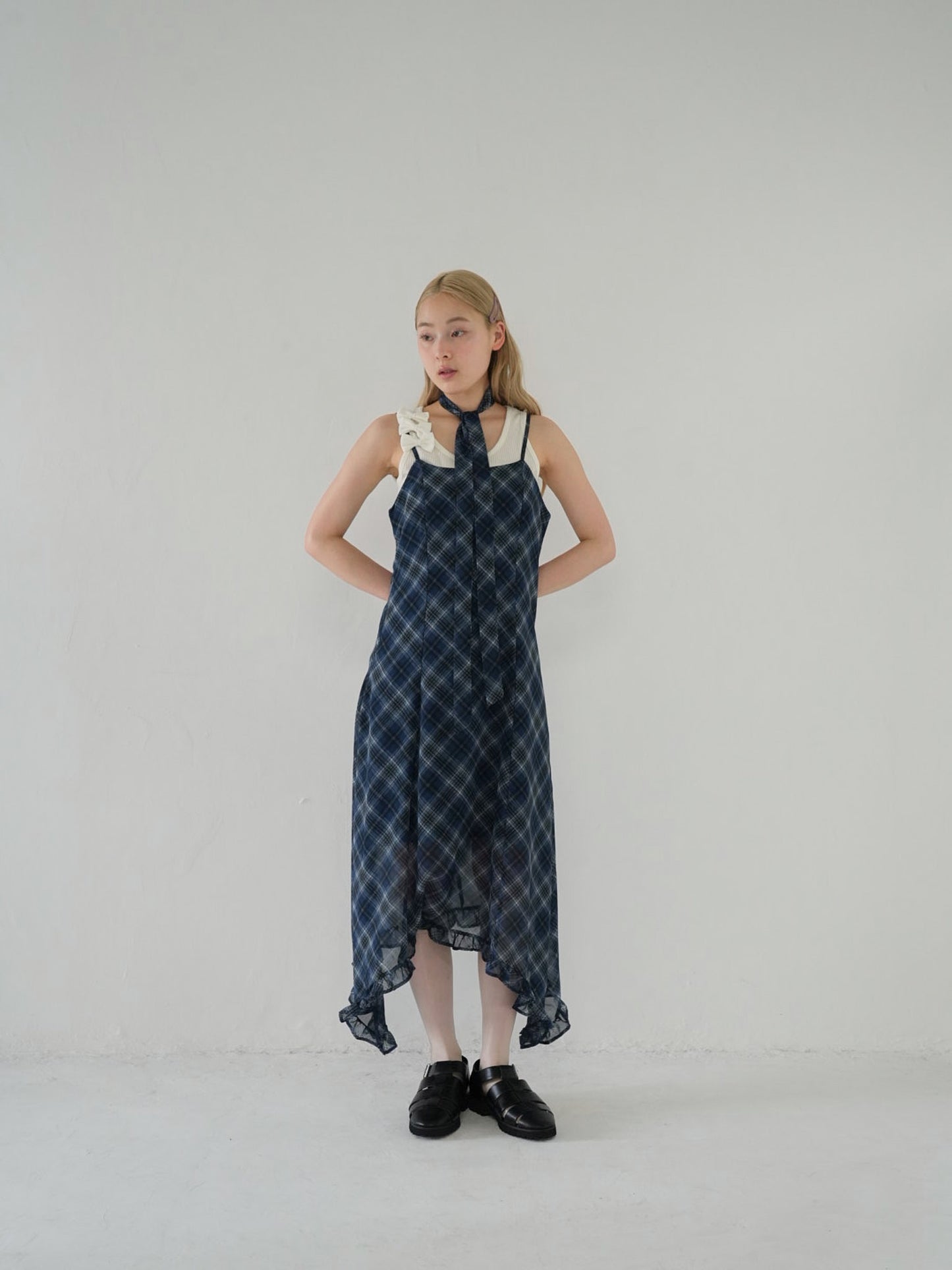 tie set check cami one piece