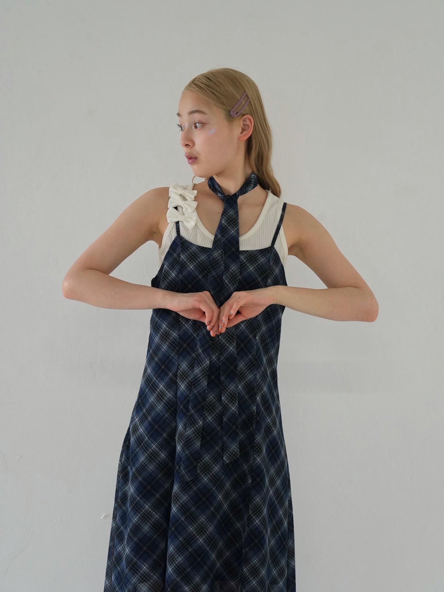 tie set check cami one piece