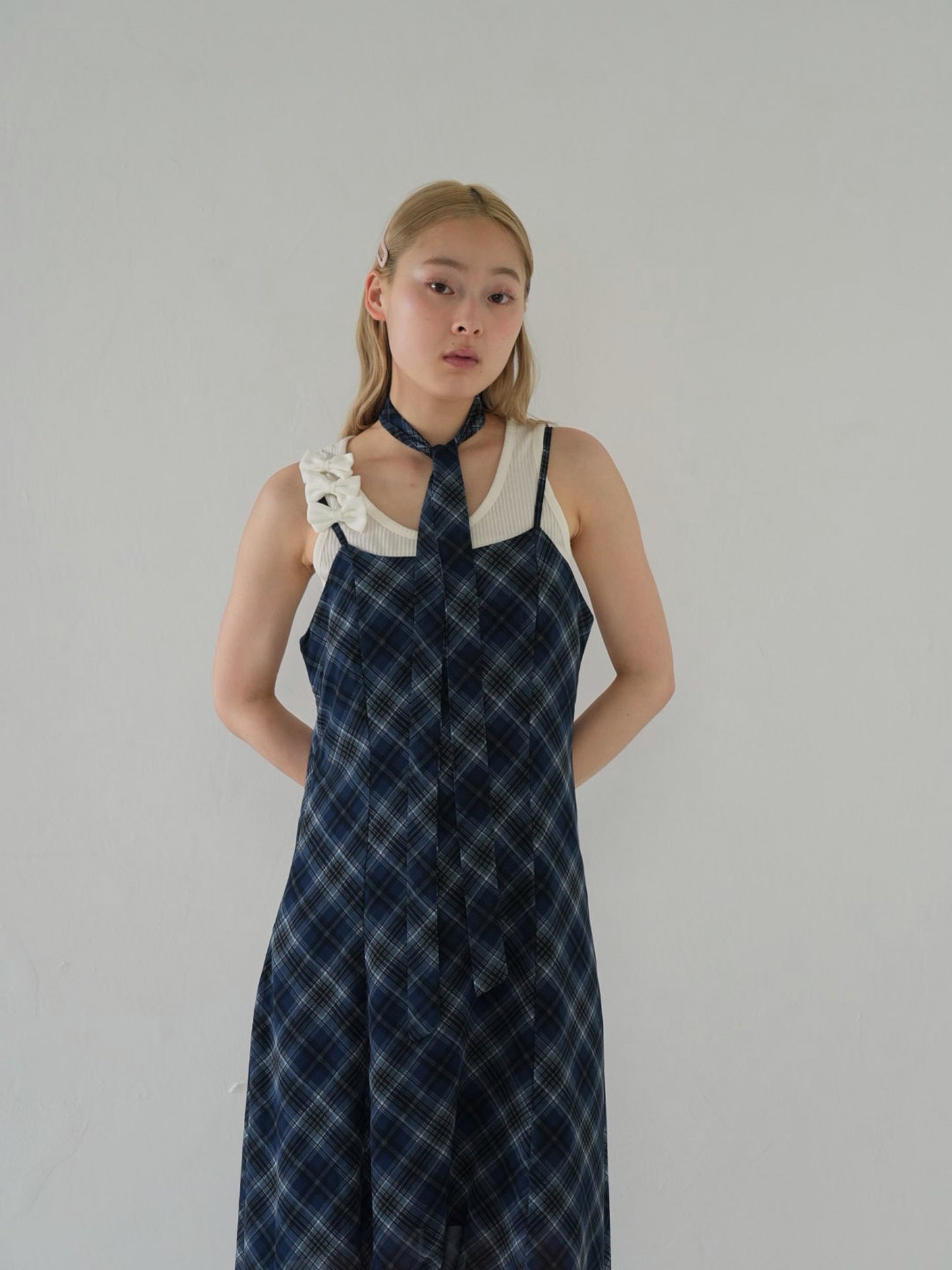 tie set check cami one piece
