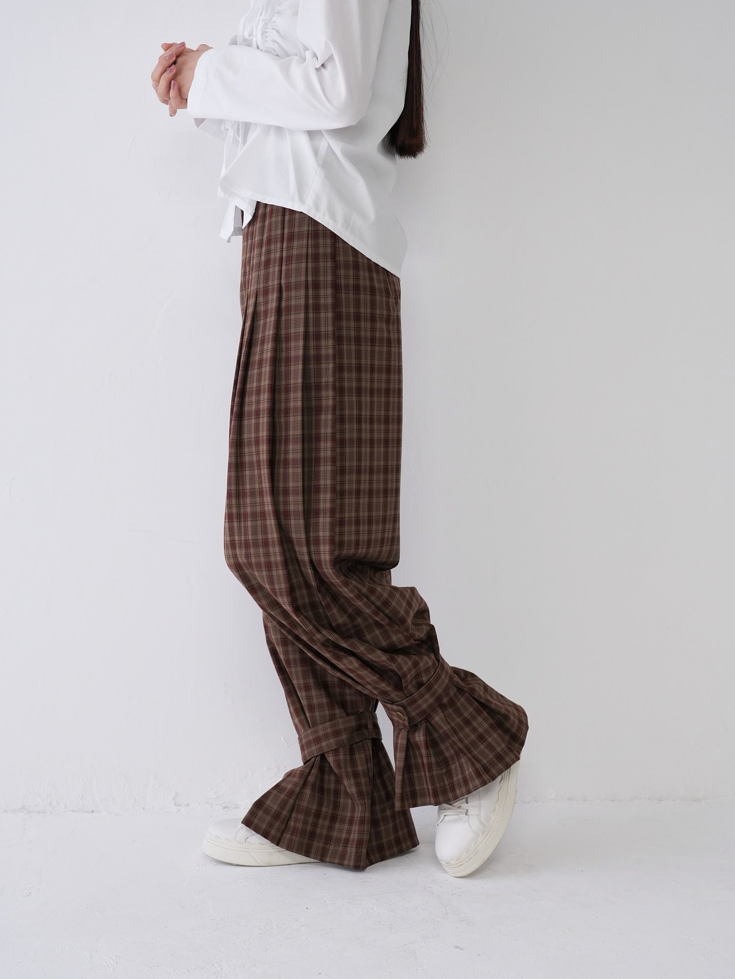 2way check wide pants
