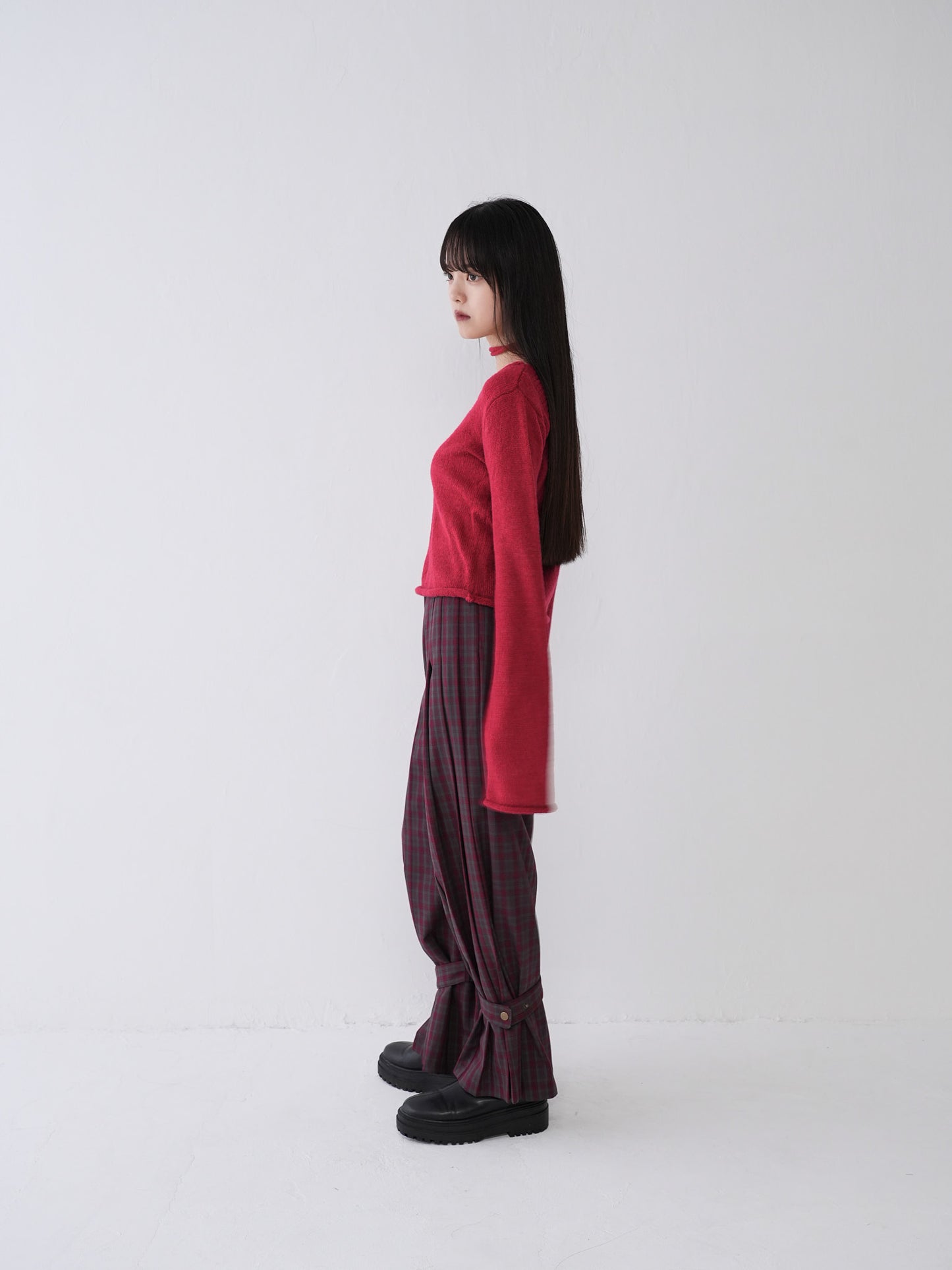 2way check wide pants