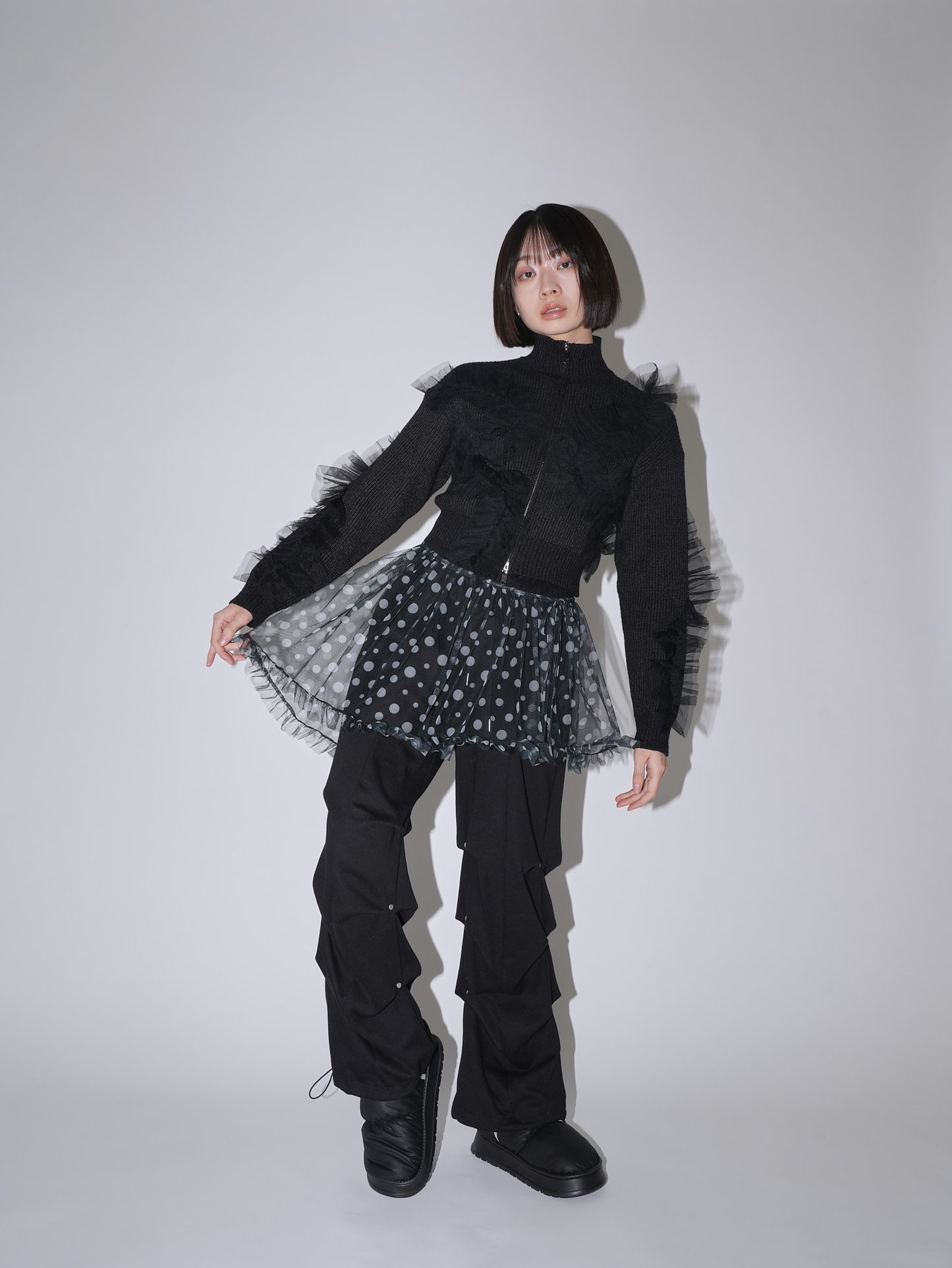 layered sheer dot skirt