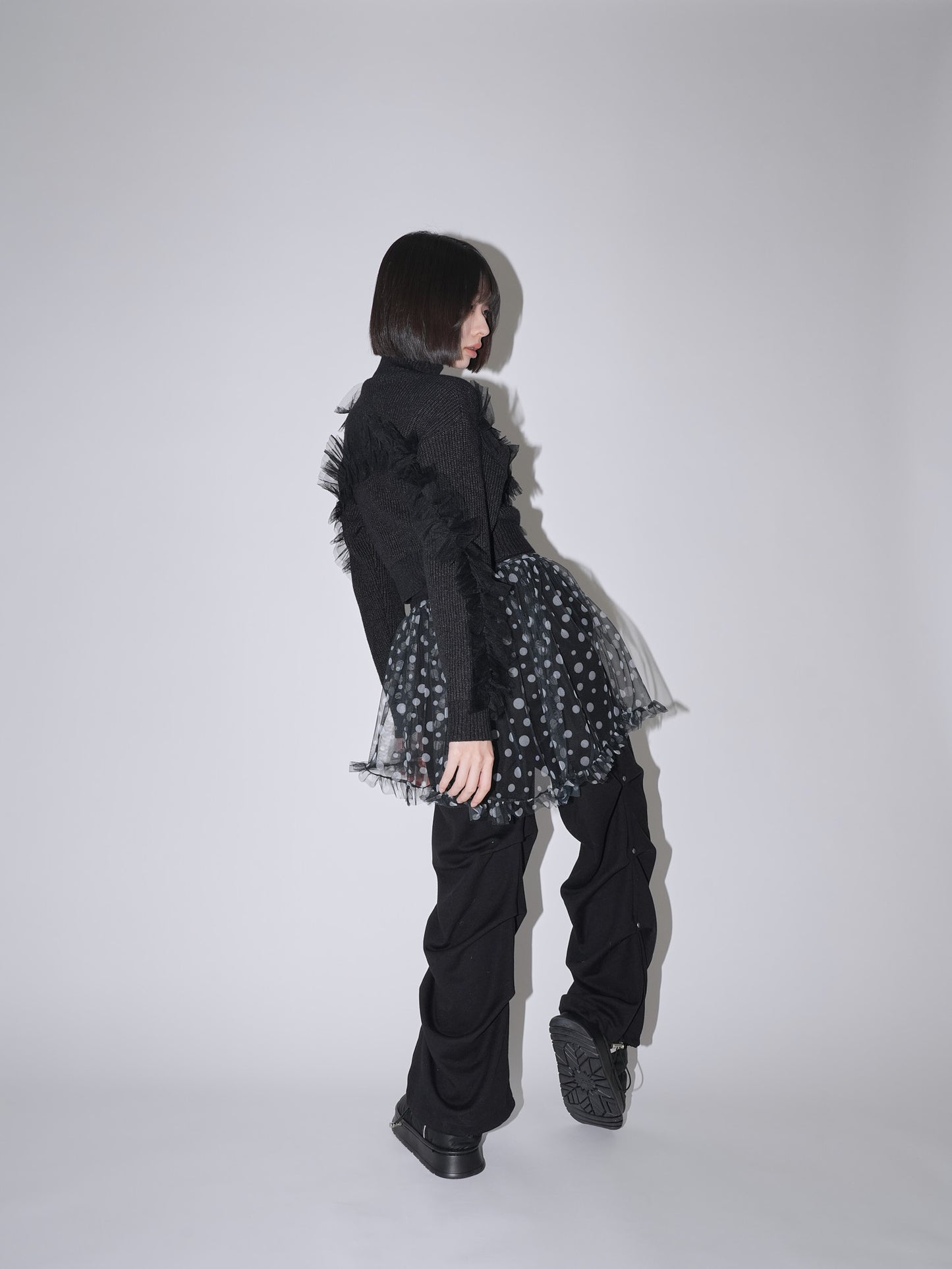layered sheer dot skirt