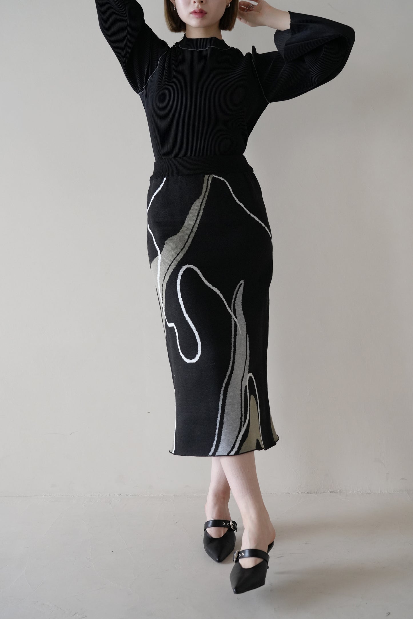 nuance wave knit skirt