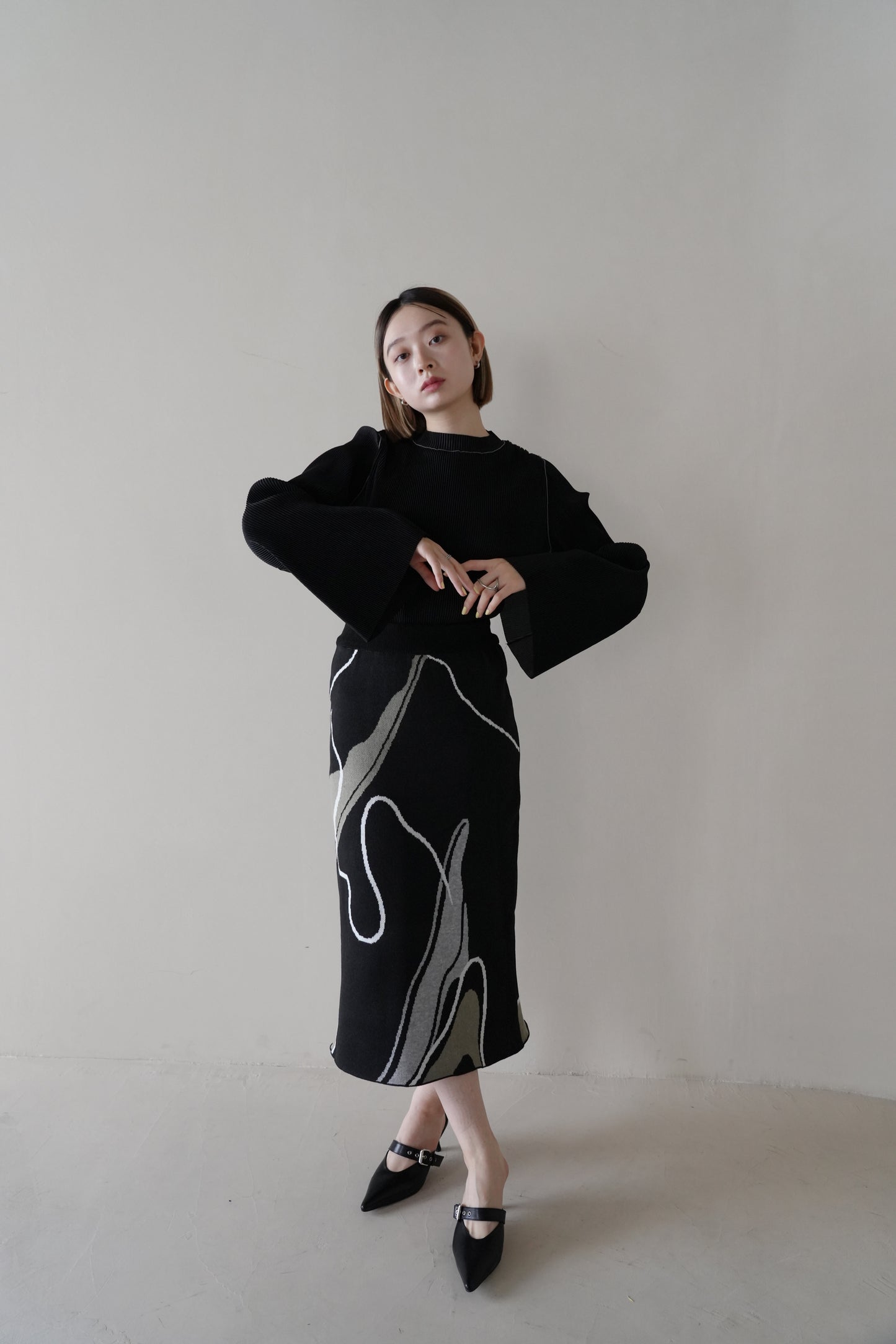 nuance wave knit skirt