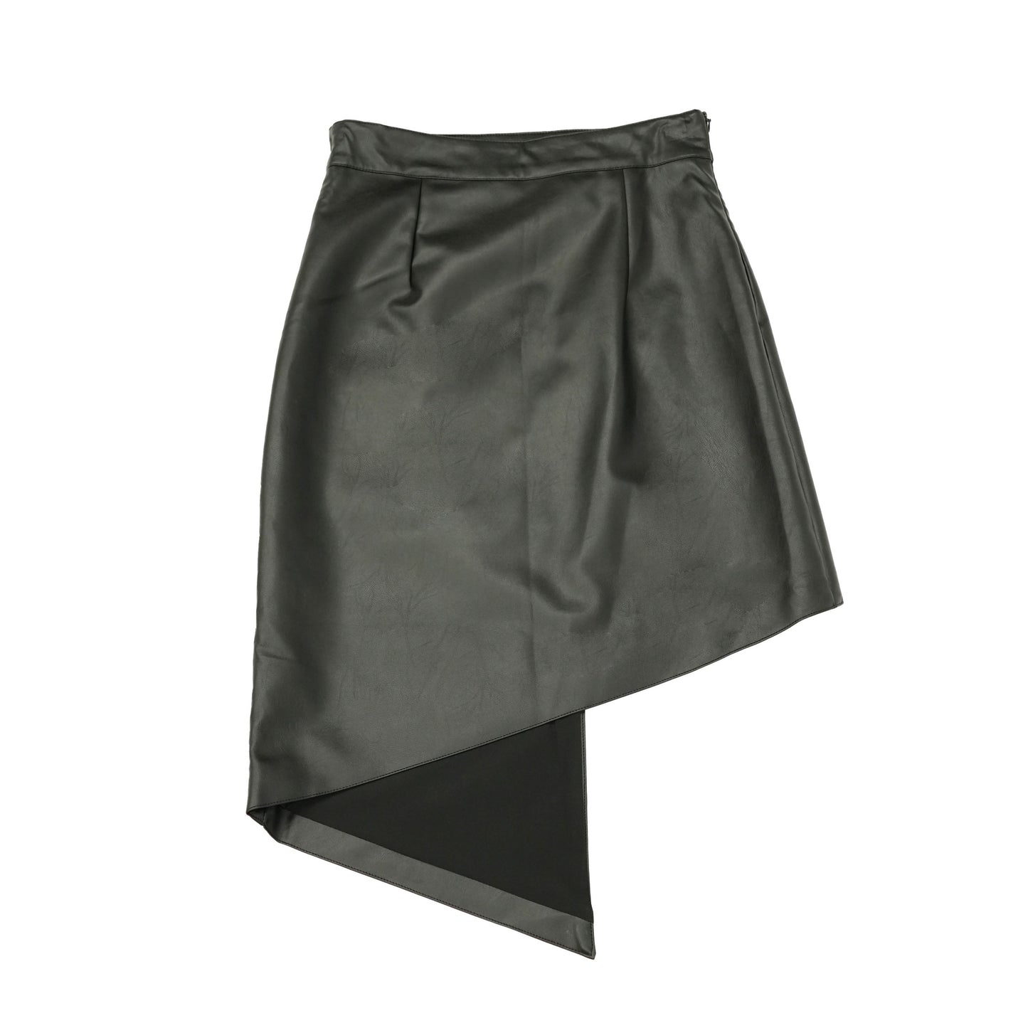 fake leather asymmetry skirt