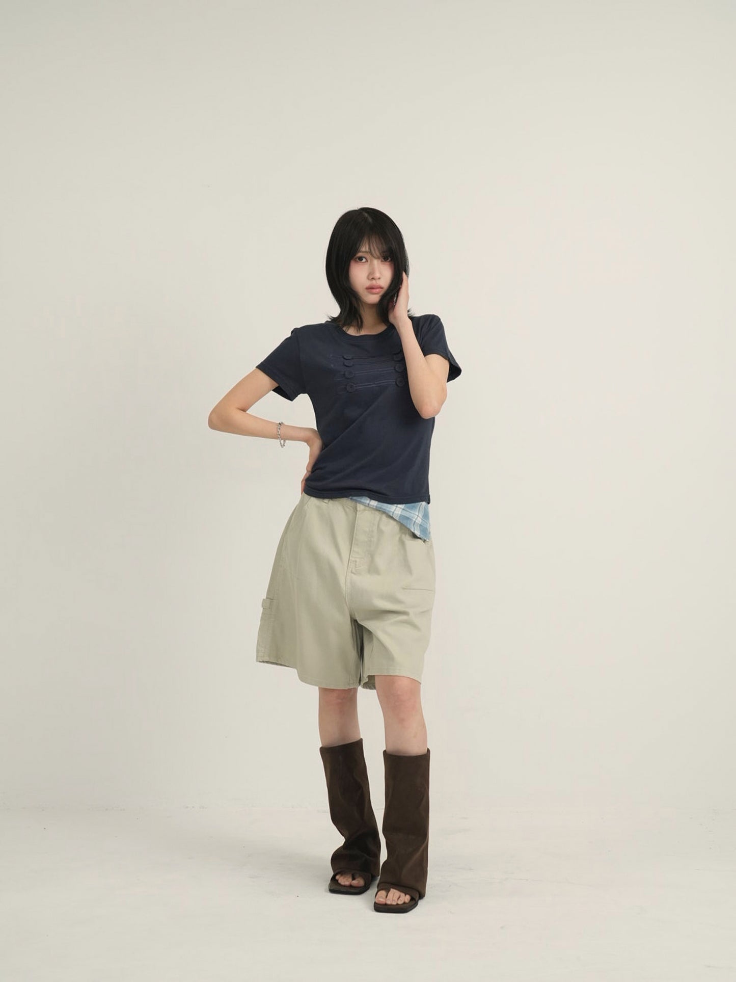 waist check cargo half pants