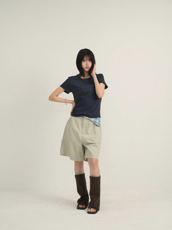 waist check cargo half pants