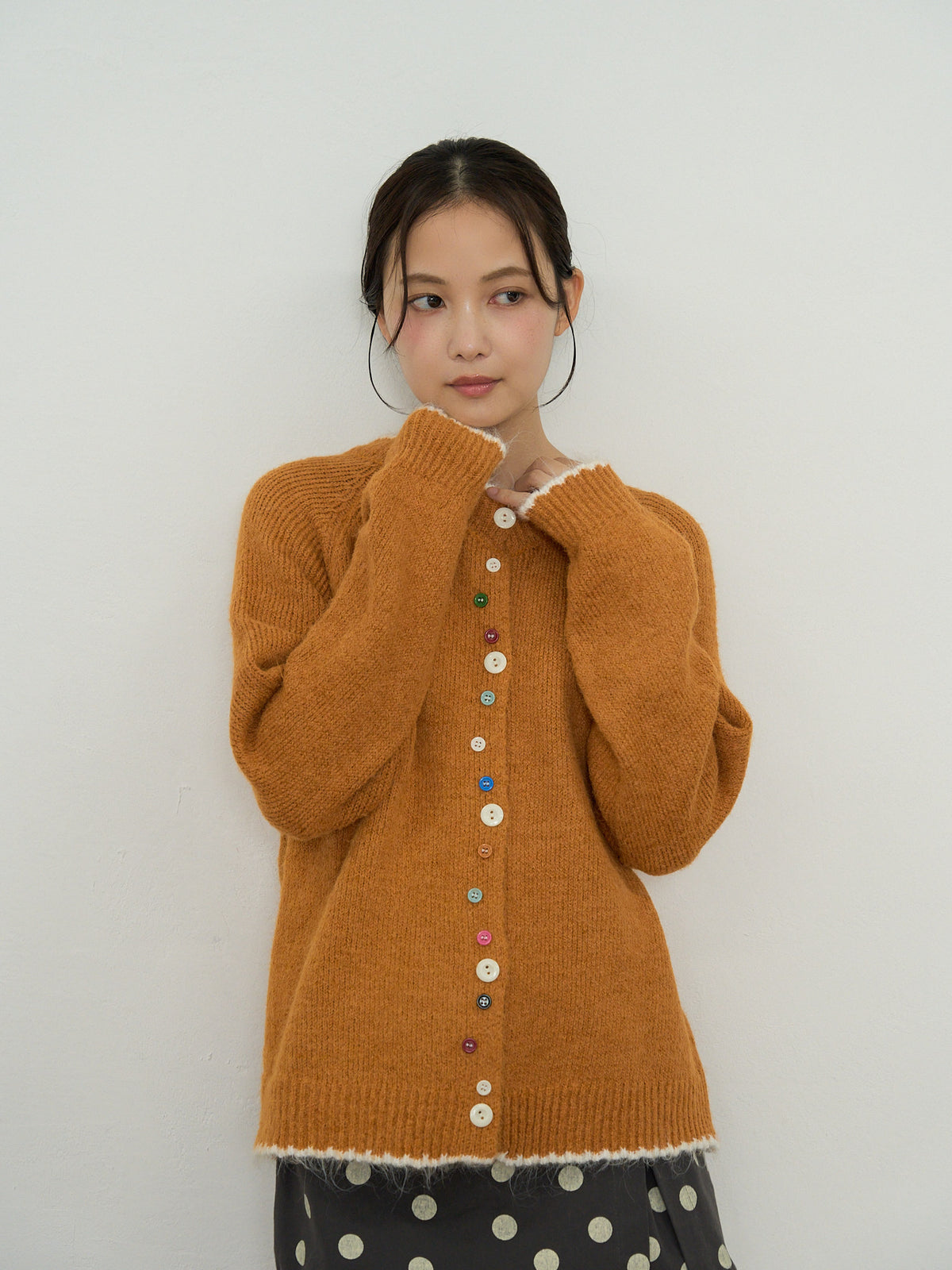 color button knit cardigan