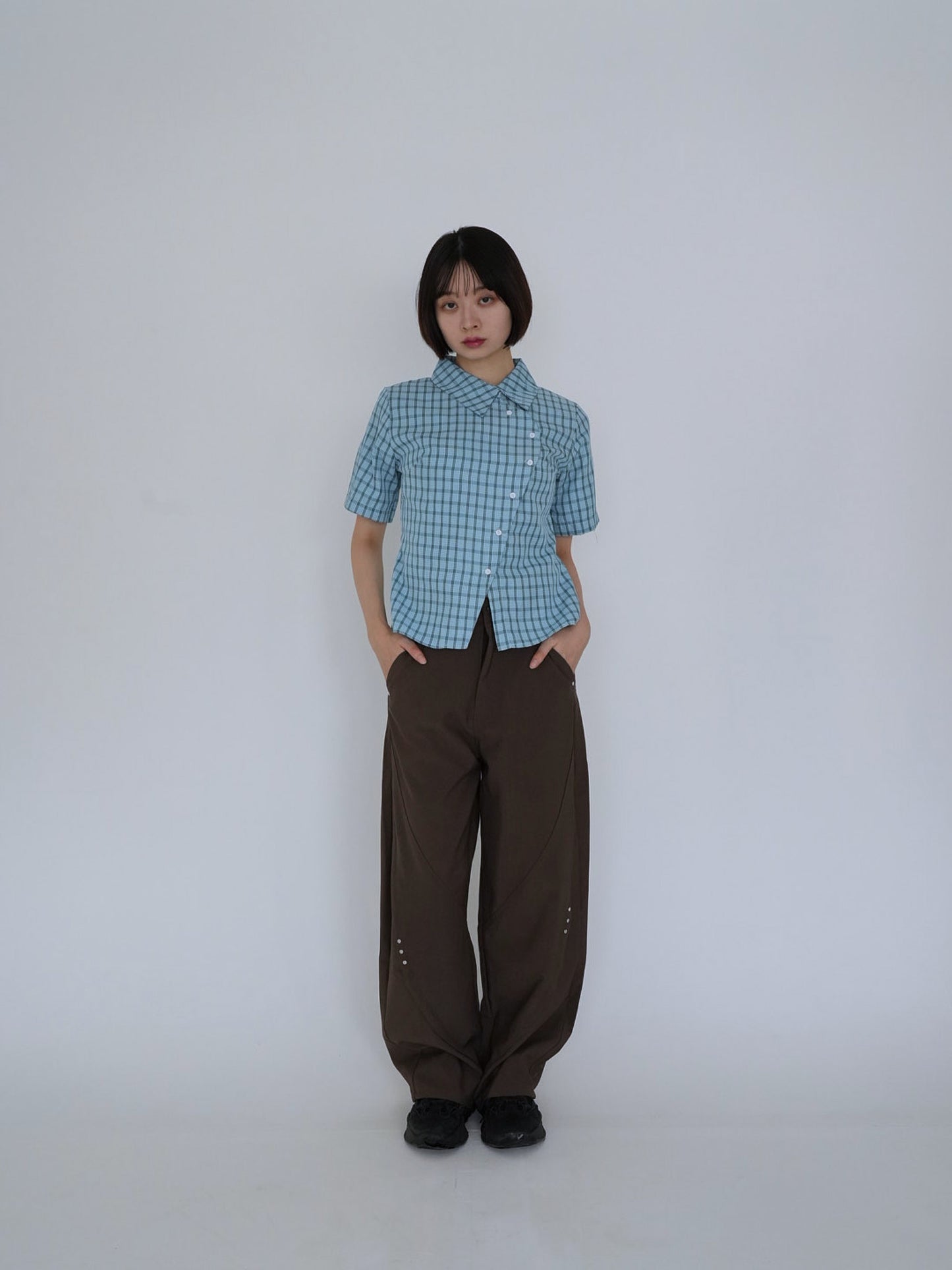 retro check button shirt