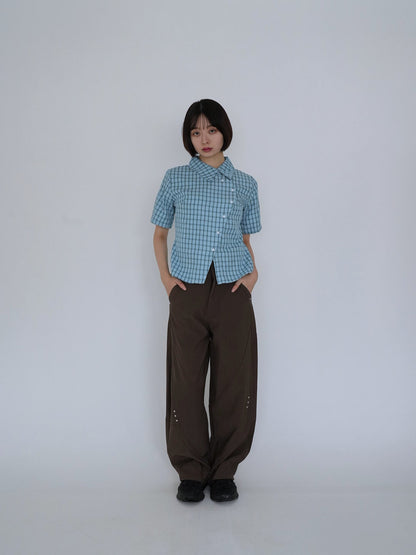 retro check button shirt