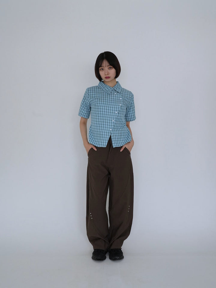 retro check button shirt