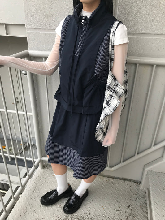 check vest & skirt set