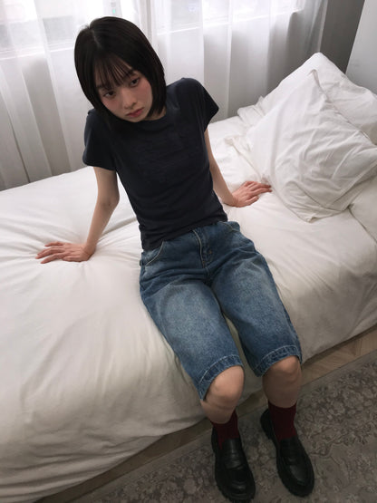 denim bermuda pants