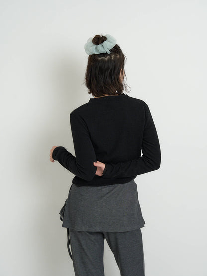 asymmetric button rib cardigan