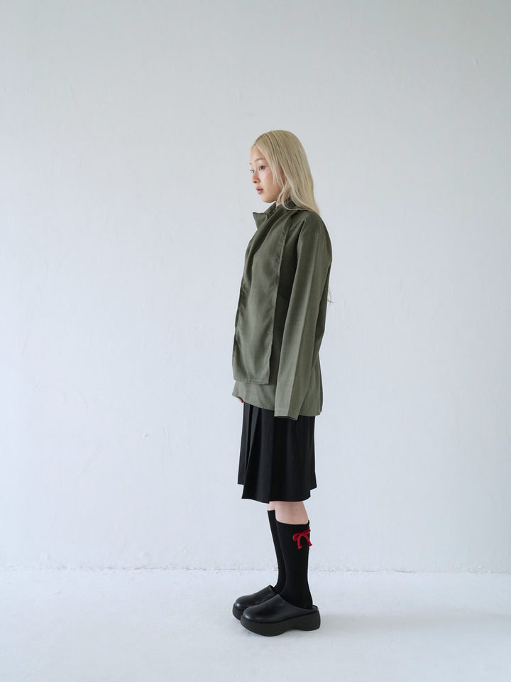 【 10月上旬発送予定 】drape neck asymmetric blouse