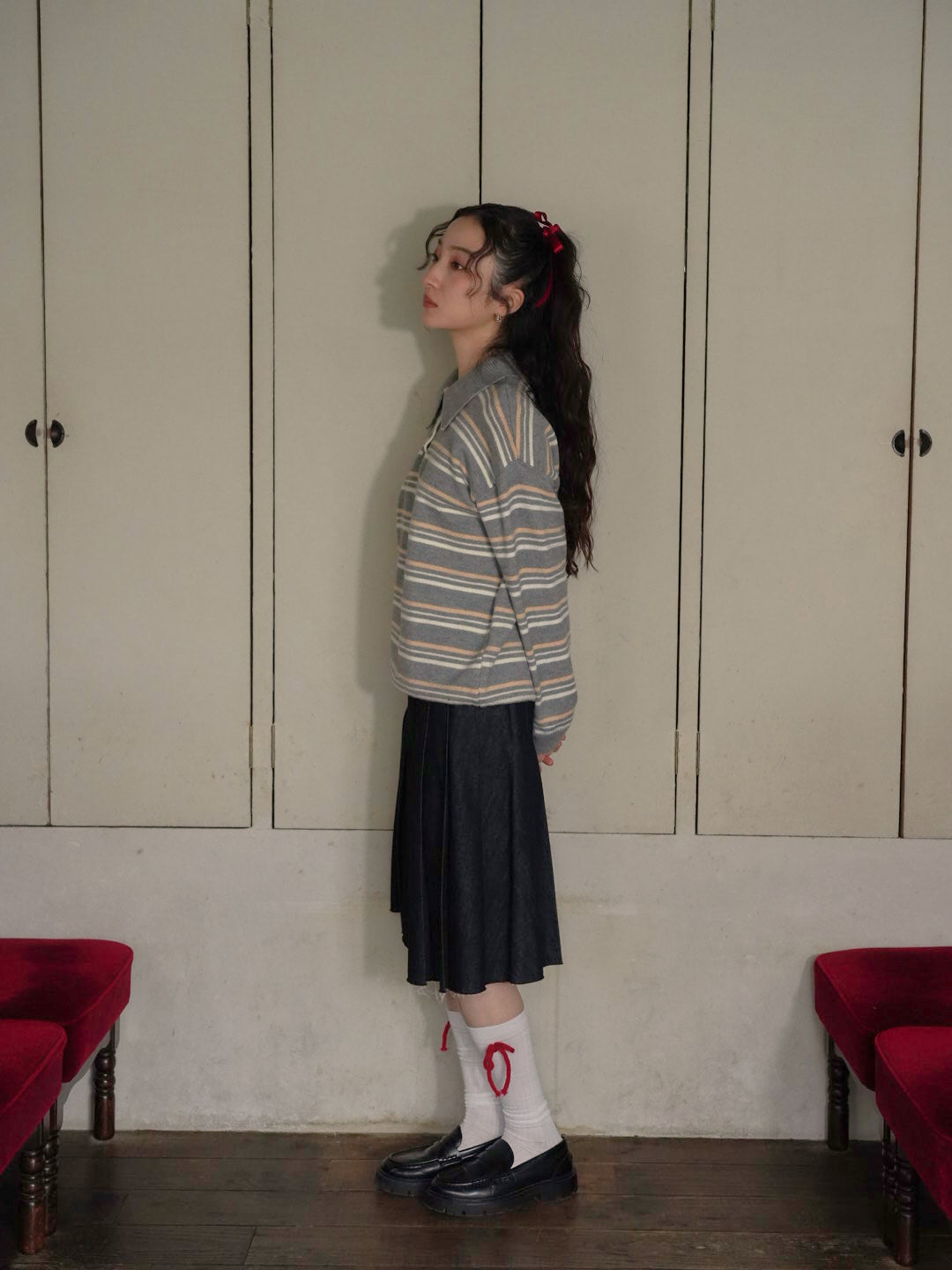 retro stripe collar knit